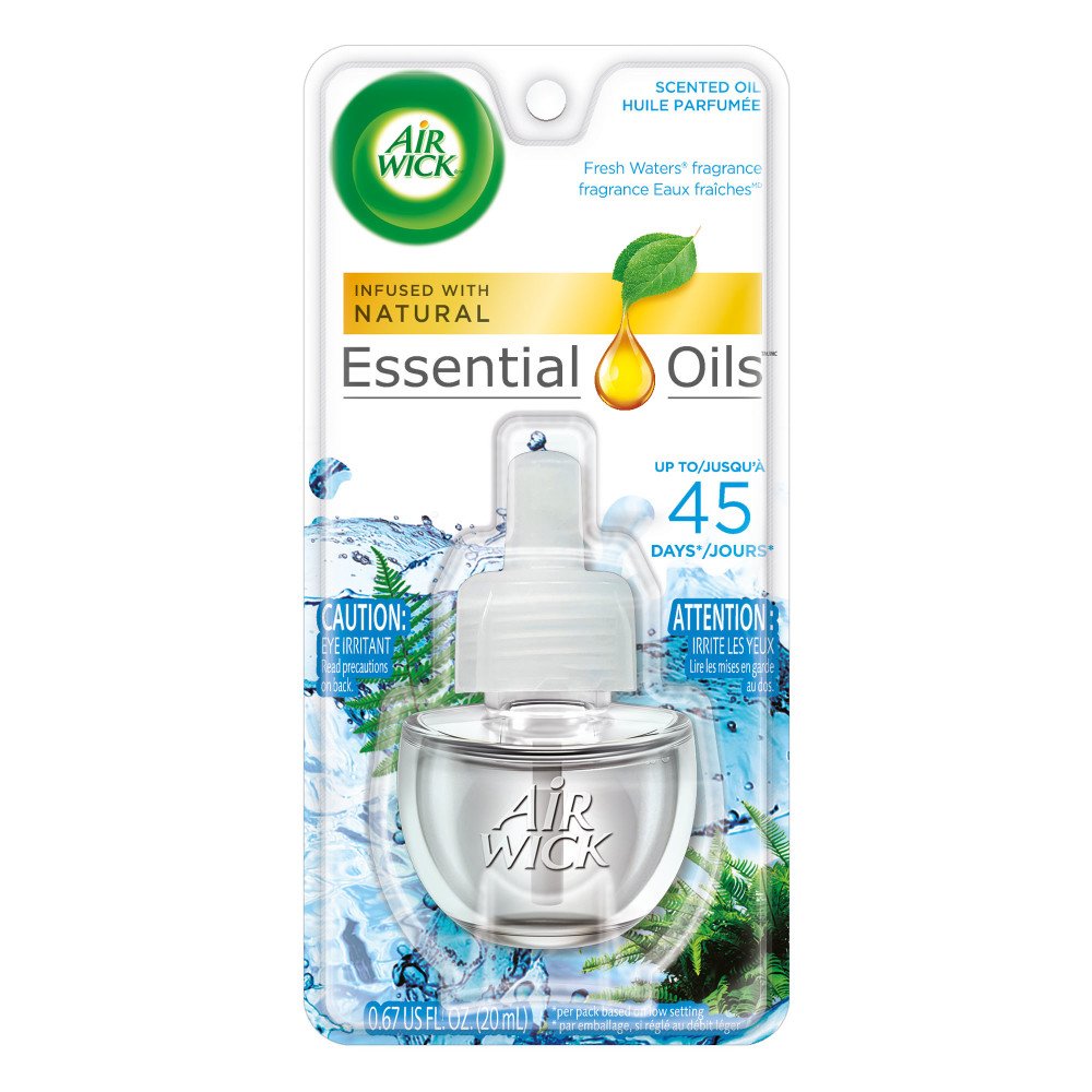 Air Wick Plug-In Scented Oil Refills, Fresh Waters Fragrance, 8 Pack (0.67 oz Each) - Essential Oil Air Freshener for Home, Office & Bathroom - Long-Lasting Aroma for Everyday Freshness