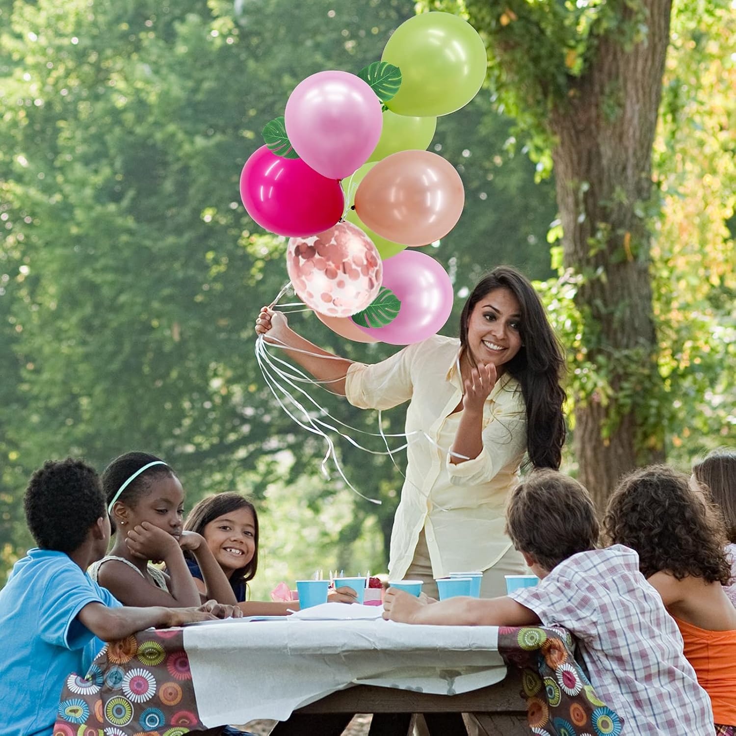 68-Piece Tropical Hawaiian Party Decorations Set - Palm Leaves, Balloons for Luau, Summer, Aloha, Moana, Tiki Birthday & Baby Shower - Perfect for Beach Themed Parties, Hawaiian Luaus & Tropical Celebrations
