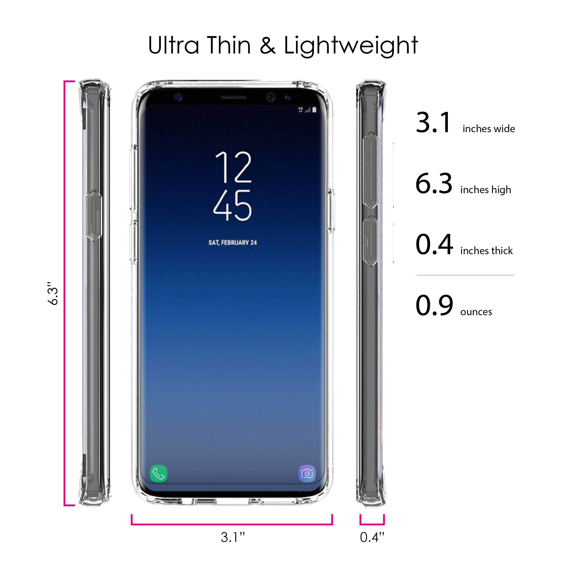 Shockproof Clear Hybrid Case for Samsung Galaxy S9+ (6.2 Inch) with TPU Bumper & Tempered Glass Screen Protector - Protective Phone Cover for Gaming, Work & Outdoor Activities