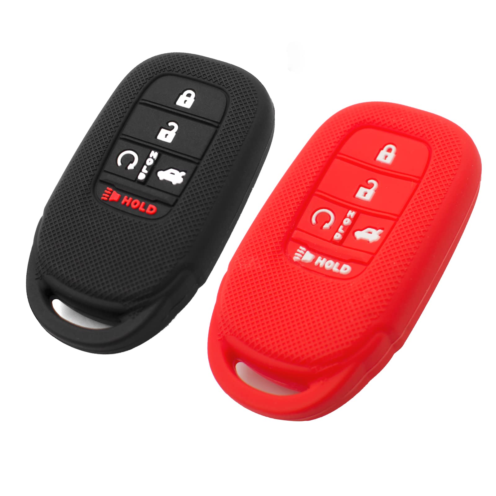 EYANBIS Silicone Key Fob Cover Compatible with 2022 Honda Accord Civic Smart 5 Buttons - Protective Remote Key Case (Black & Red) | Durable Car Accessories for Key Protection & Style Enhancement | Perfect for Daily Commute, Travel & Car Security