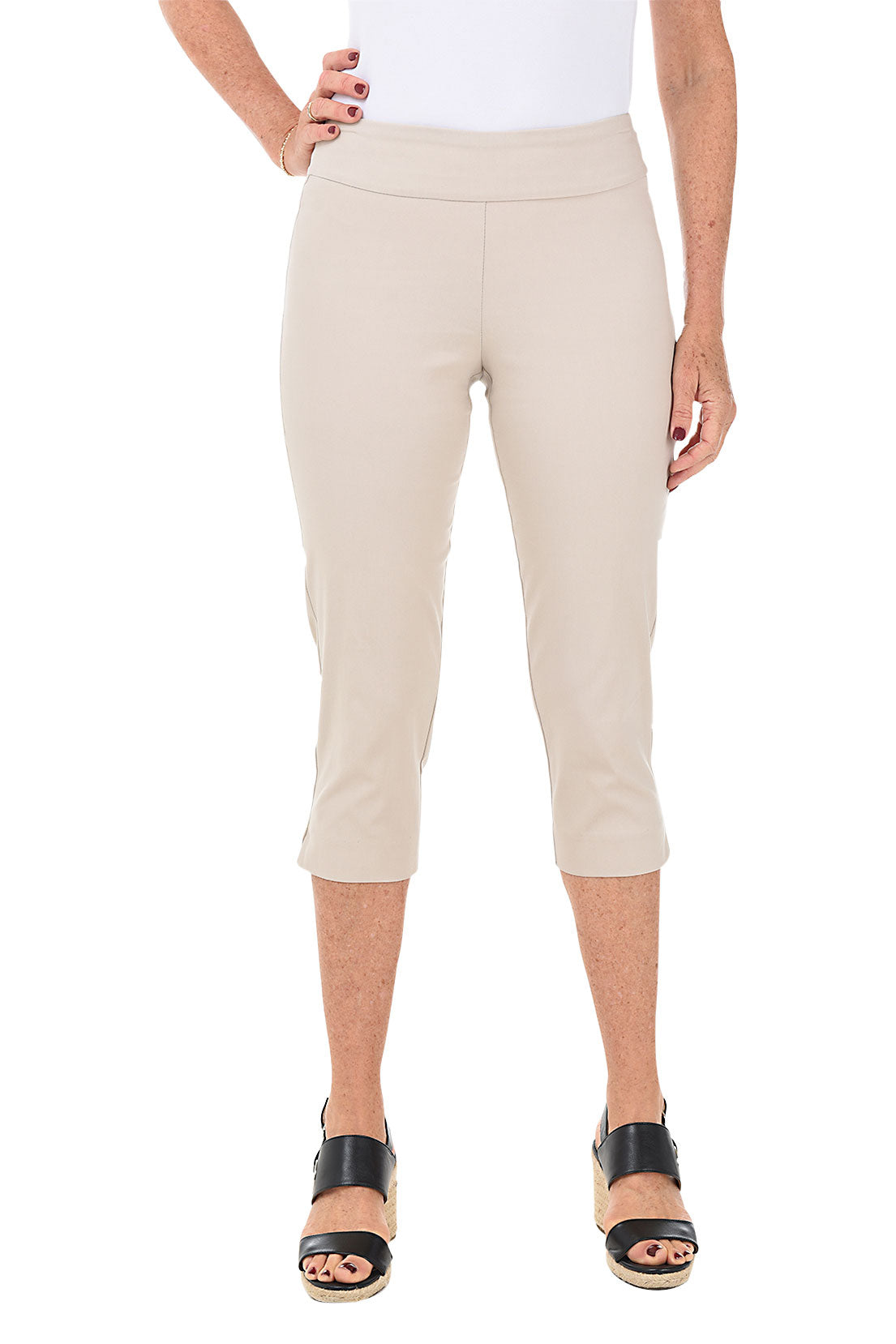 Comfortable Solid Pull-On Capri Pants for Women - Stretchy Casual Lounge Pants for Yoga, Running, Travel & Everyday Wear
