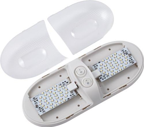Natural White LED RV Ceiling Double Dome Light Fixture - 12V Double 921 Wedge Bulb (F3528002) for Camper, Motorhome & Travel Trailer Interior Lighting