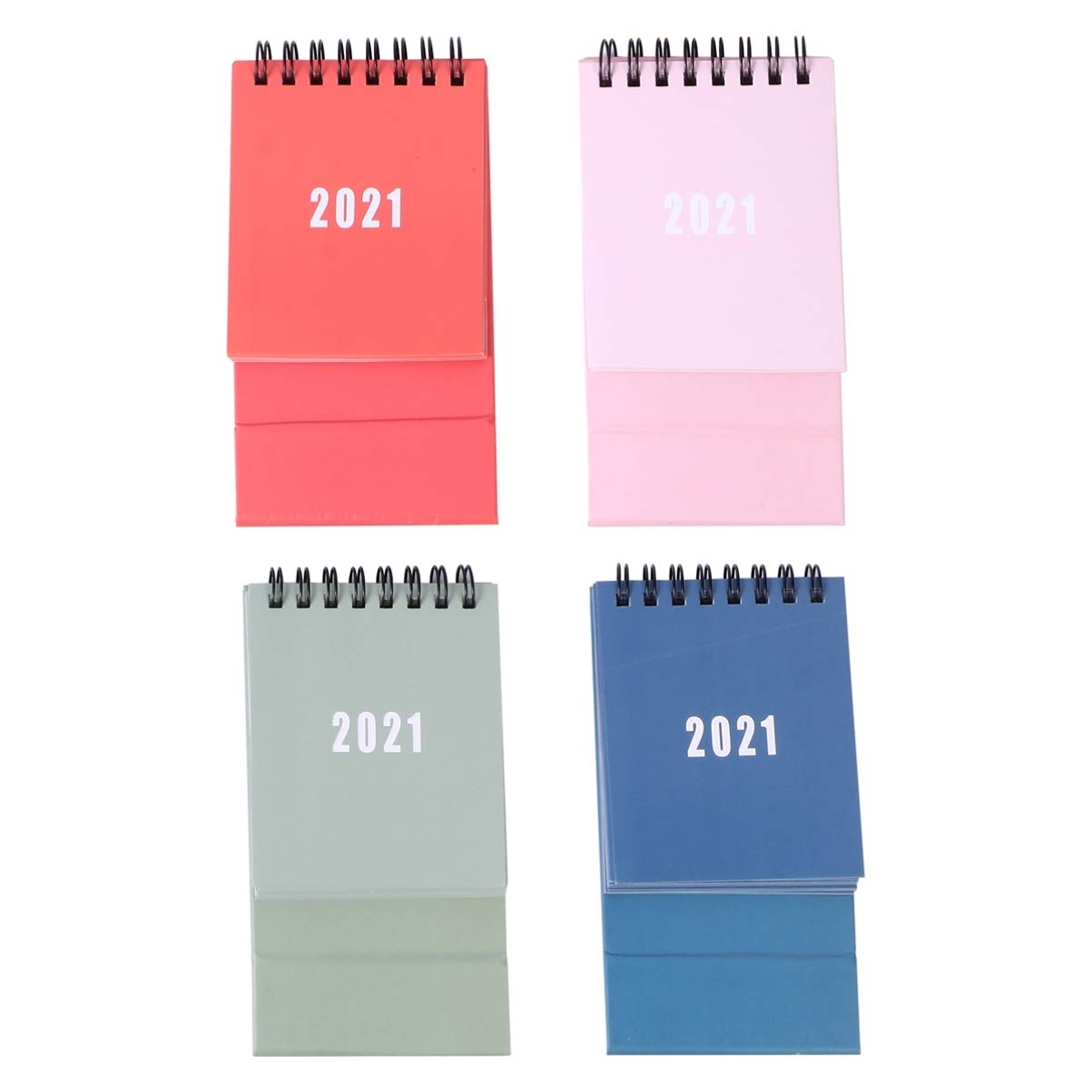 NUOBESTY 4-Piece Mini Desk Calendar Set 2021 - Daily Planner, Monthly Flip Easel Scheduler, Academic Year Planner for School, Office & Home Use - Perfect for Desktop Organization and Productivity