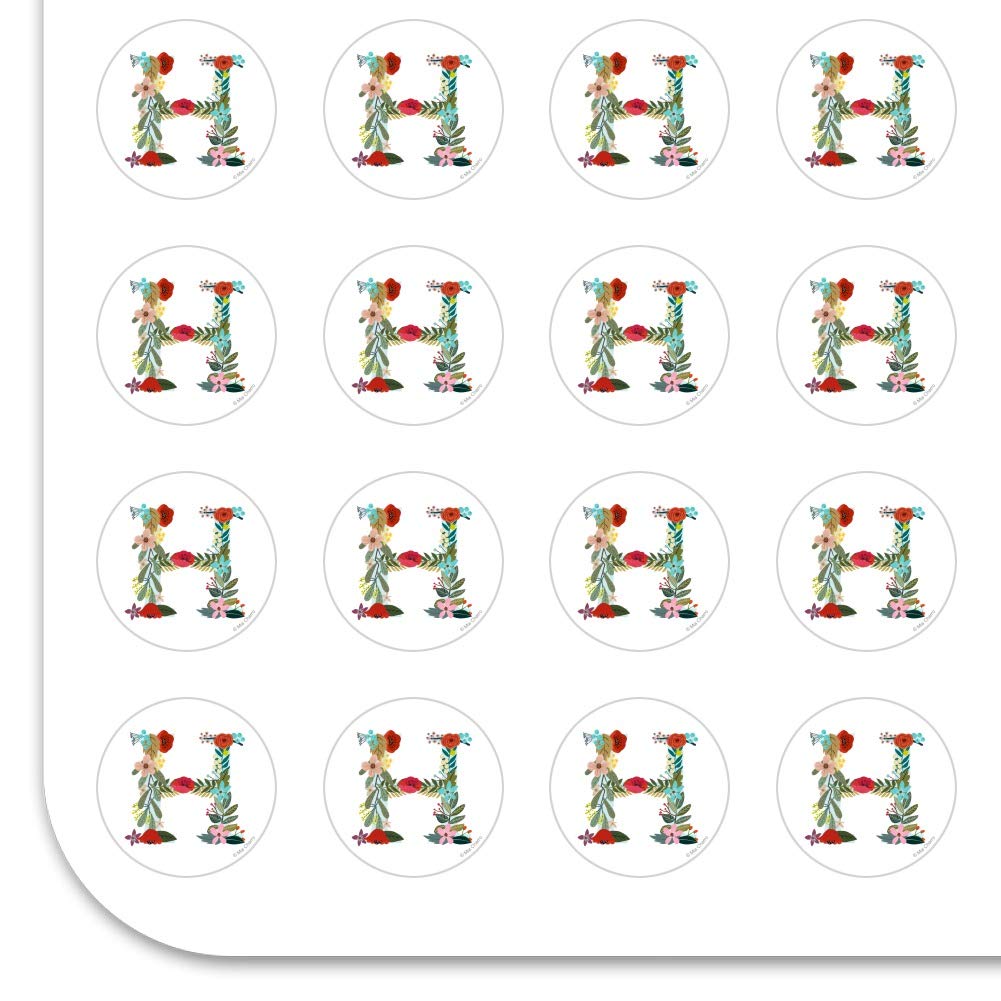 Floral Monogram Letter H Stickers for Planner, Calendar, Scrapbooking & Crafting - Perfect for DIY Projects, Bullet Journals, and Home Decor