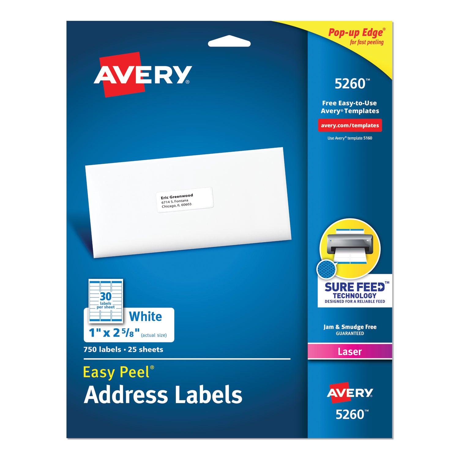 Avery® Easy Peel White Address Labels with Sure Feed Technology for Laser Printers - 1