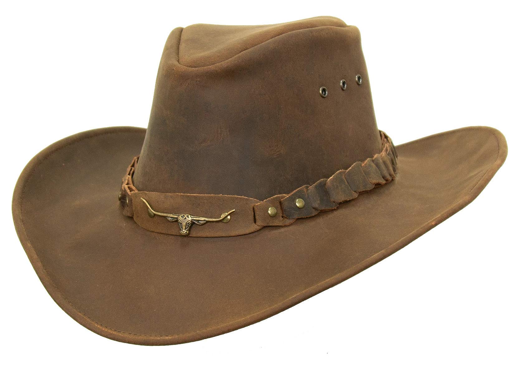KAKADU Brumby Shapeable Leather Hat - Adjustable Outback Style for Men & Women - Perfect for Hiking, Camping, and Outdoor Adventures