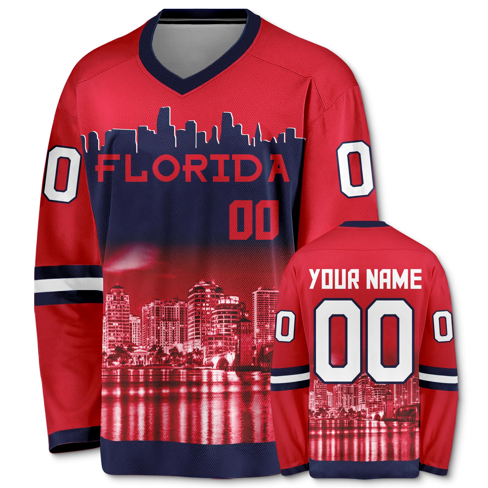 Custom Hockey Jersey Personalized with City Night Skyline - Hockey Fan Gifts for Men, Women & Youth - Perfect for Games, Tournaments & Fan Events