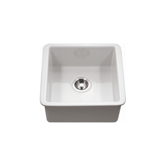 Houzer Platus Series 20 Fireclay Undermount Single Bowl Bar/Prep Sink - PTB 2020 WH White | Durable Kitchen Sink for Bar, Prep Station & Small Spaces | Perfect for Coffee Bars, Wet Bars & Home Kitchens