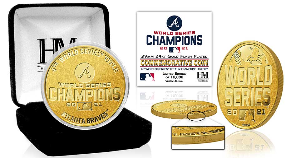 Atlanta Braves 2021 World Series Champions Commemorative Gold Mint Coin - Collectible Sports Memorabilia for Baseball Fans and Gift for Braves Supporters - Perfect for Display Cases, Man Caves, and Sports Collections