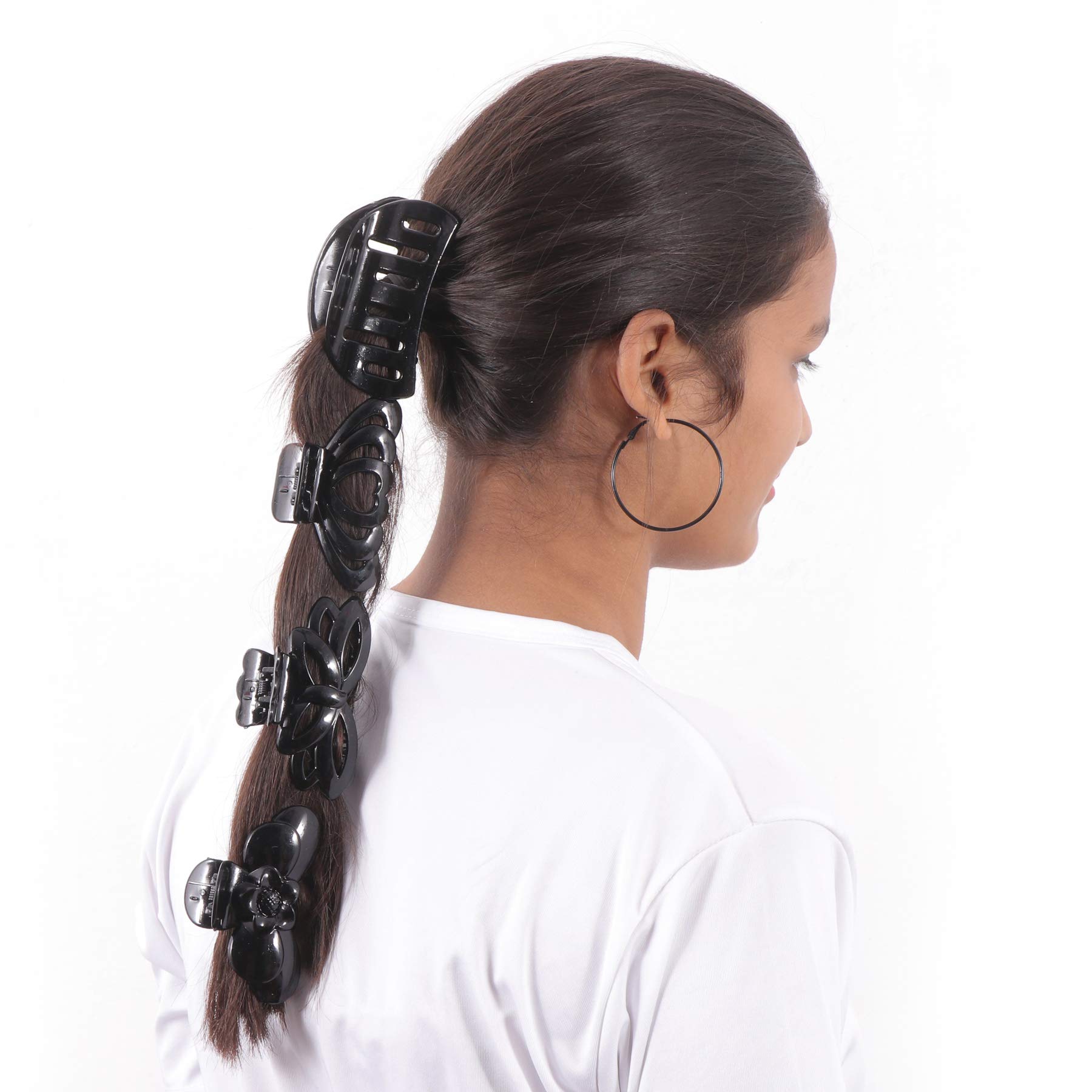 Honbon Large Hair Claws - 4 Pack Black Hair Clips for Women, Non-Slip Hair Accessories for Thick Hair, Perfect for Work, Gym, and Everyday Styling