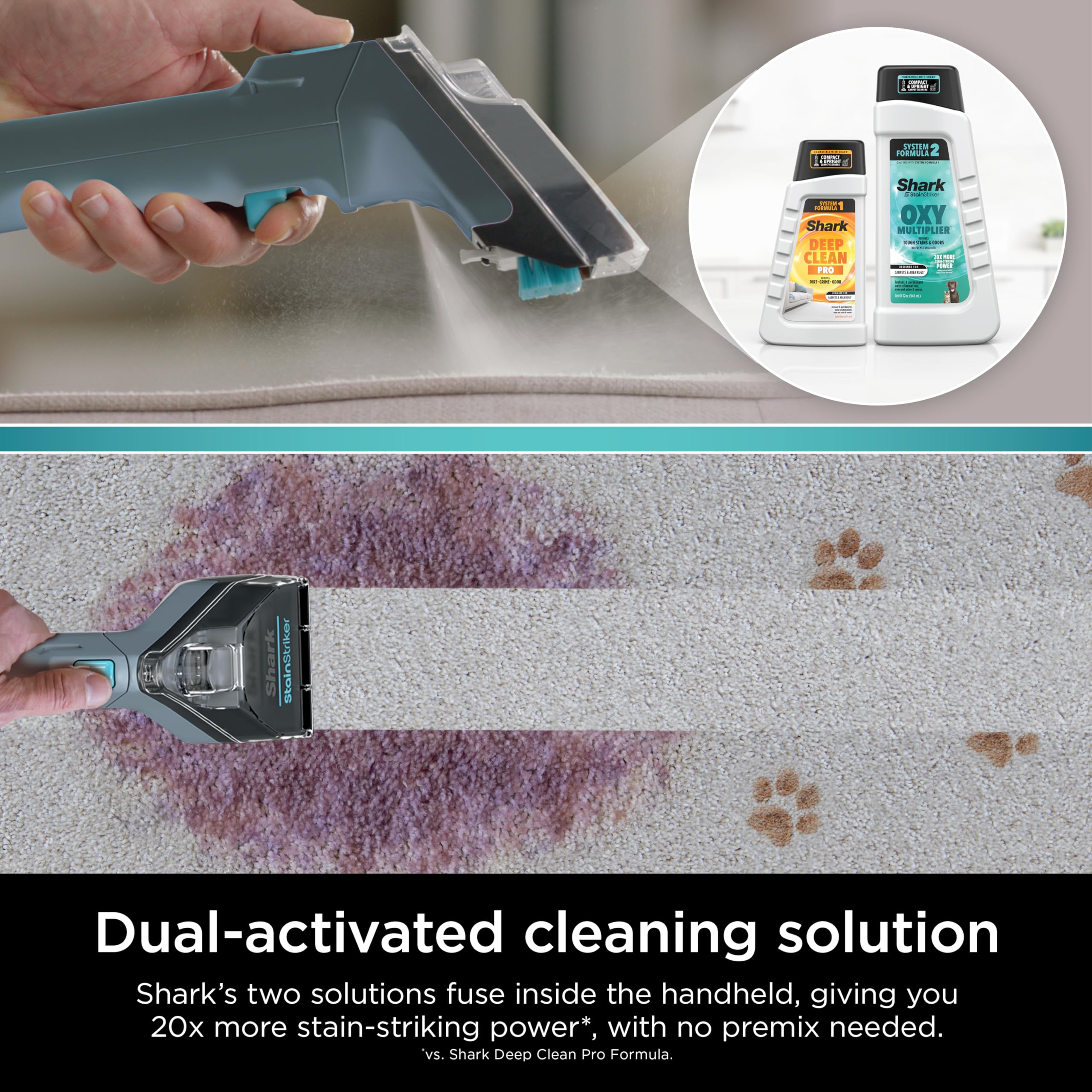 Shark Portable Carpet Cleaner Machine | Upholstery & Stain Remover for Pet Hair, Spots & Odors | Includes 2 Cleaning Solutions & 4 Tools | Ideal for Couches, Area Rugs & Home Cleaning | Nordic Blue (PX202BRN)