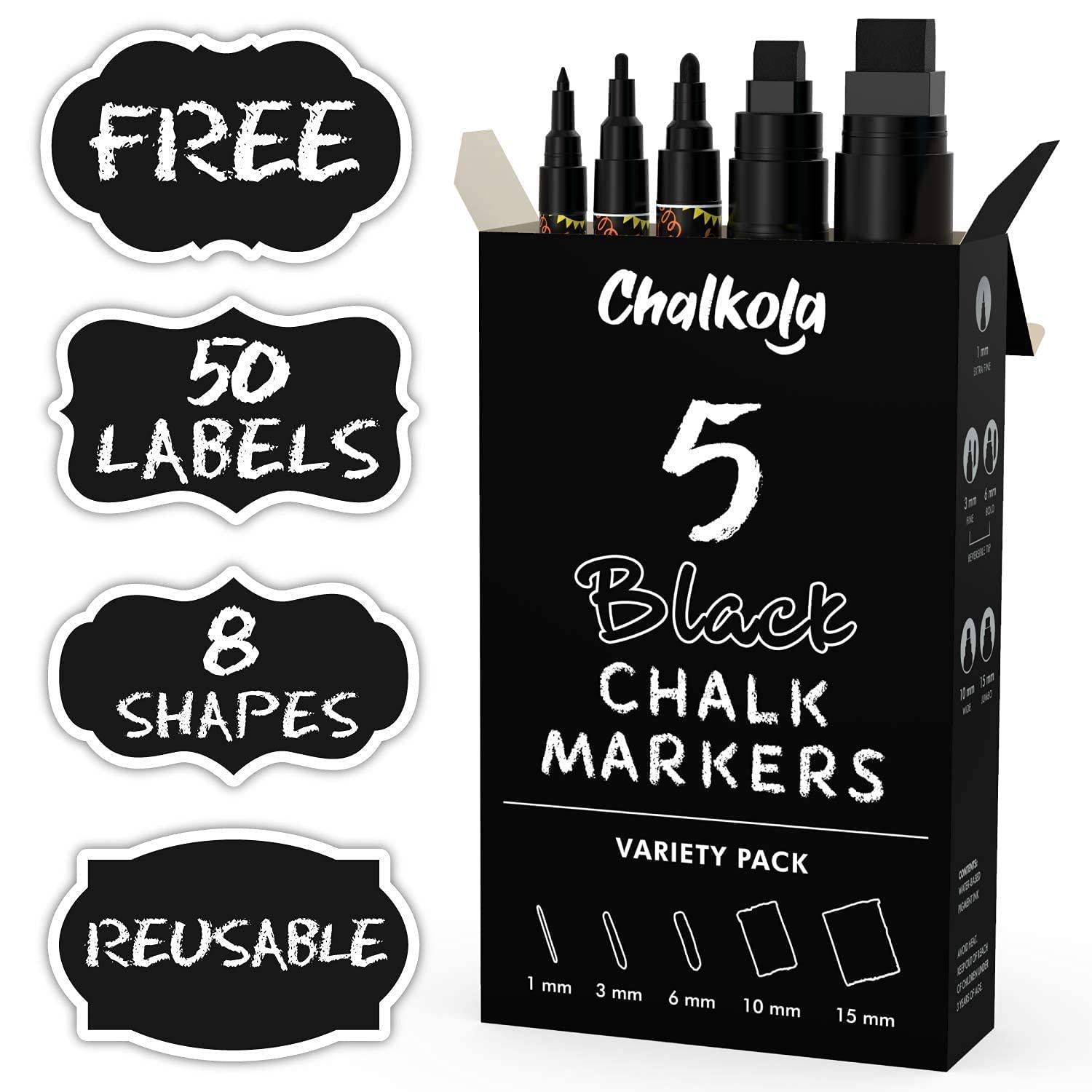 Chalkola Artist Bundle - 5 Green & 5 Black Chalk Markers | Premium Dual-Tip Art Markers for Drawing, Lettering & DIY Crafts | Perfect for Sketchbooks, Blackboards & Home Decor Projects