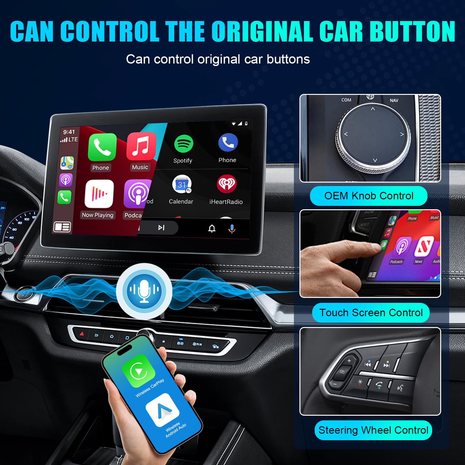 2 in 1 Wireless CarPlay & Android Auto Adapter - Fast Connect No Latency Dongle for OEM Cars (2016+) - Convert Wired to Wireless for Apple iPhone & Android Phones - Perfect for Commuting, Road Trips & Hands-Free Driving (Black)