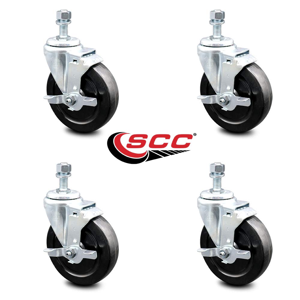 4-Pack Heavy Duty Hard Rubber Swivel Casters with 5