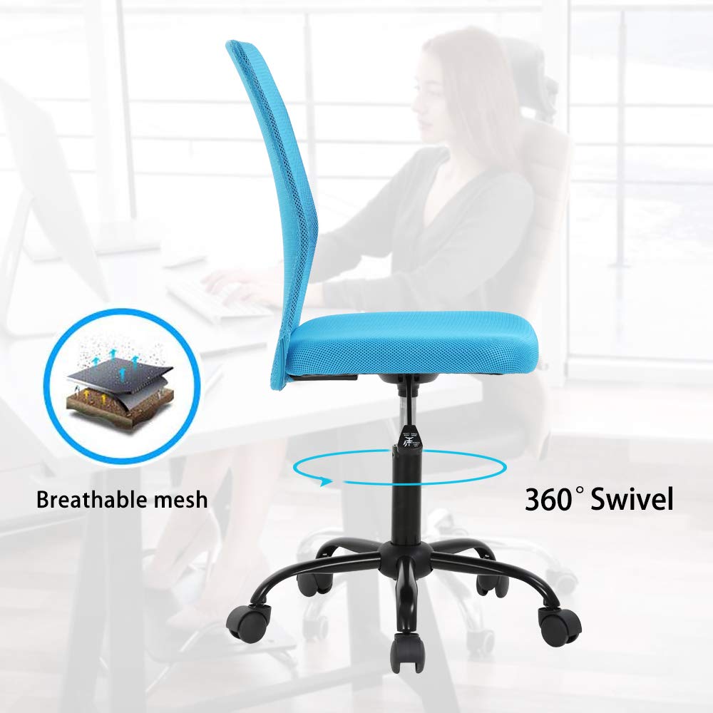 Ergonomic Mesh Office Chair with Adjustable Lumbar Support - Breathable Back Support Computer Desk Chair, Height-Adjustable Swivel Rolling Task Chair for Women & Men - Perfect for Home Office, Gaming & Workspaces (Blue)