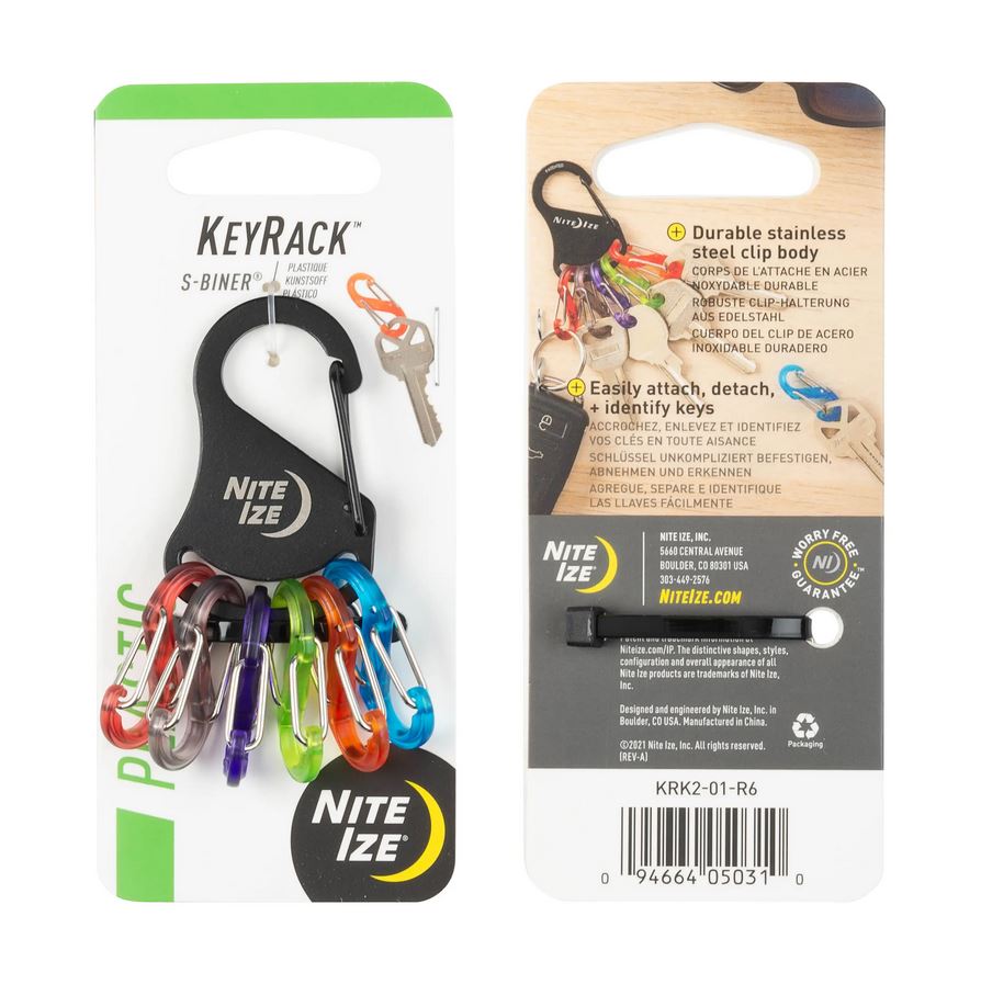 Nite Ize Key Rack - Wall Mounted Key Holder Organizer with Hooks for Home, Office & Entryway - Durable Key Storage Solution for Keys, Lanyards & Accessories