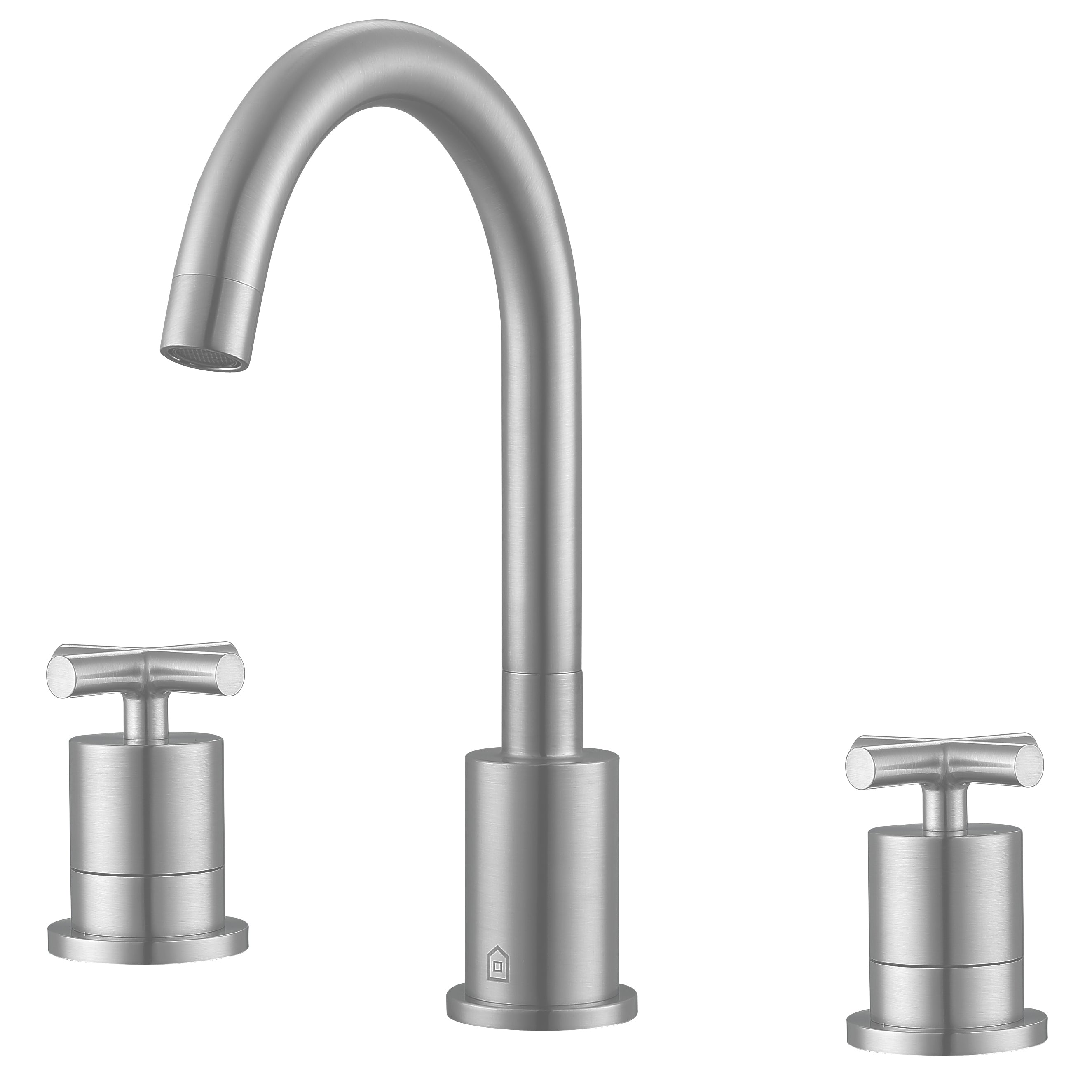 Ancona Ava Series Widespread Bathroom Sink Faucet with Cross Handles in Brushed Nickel Finish - Perfect for Modern Vanities and Powder Rooms