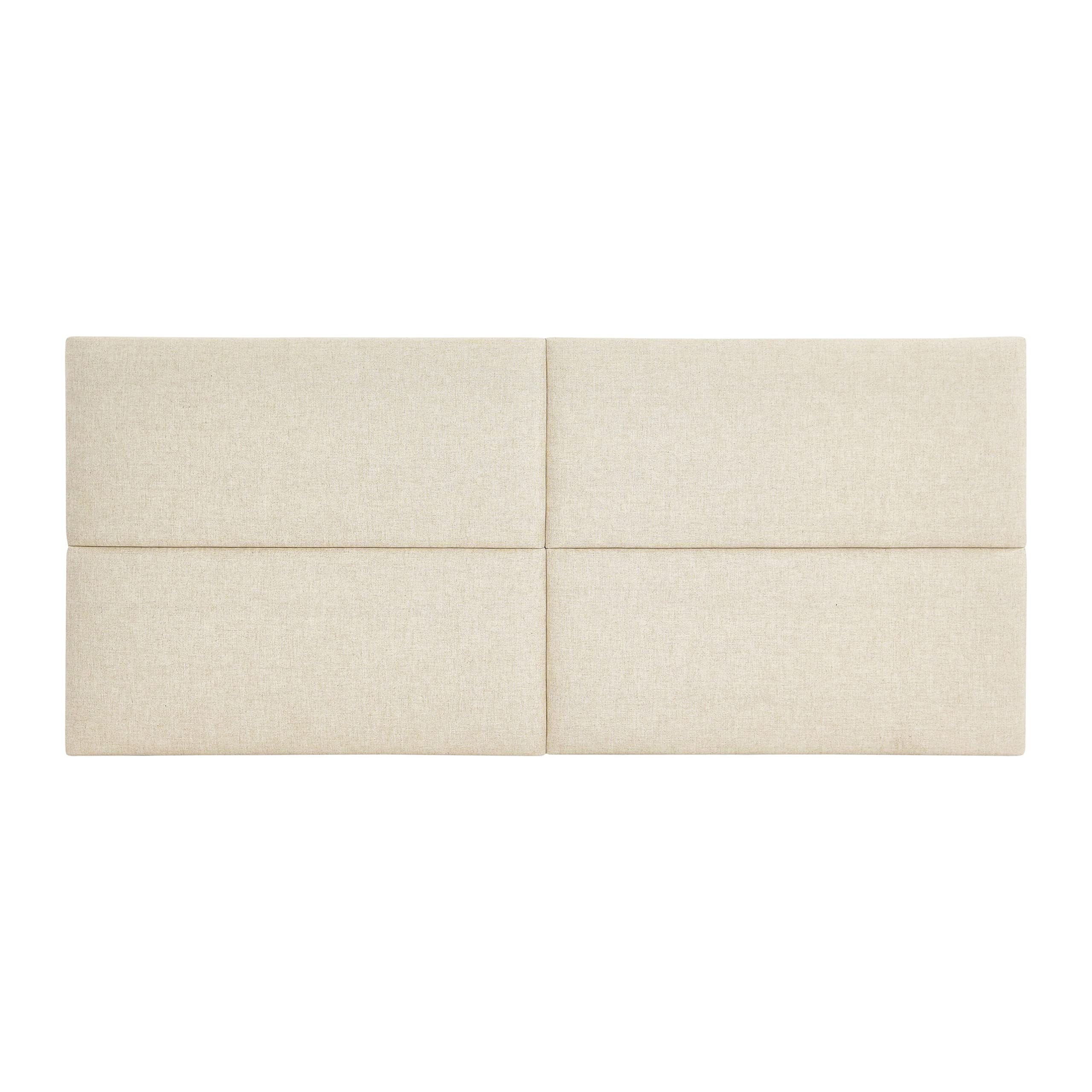 Sound Reducing Four Panel Linen Blend Upholstered Headboard - Noise Dampening Bedroom Decor, Natural Linen Queen Size Headboard for Master Bedroom & Guest Room