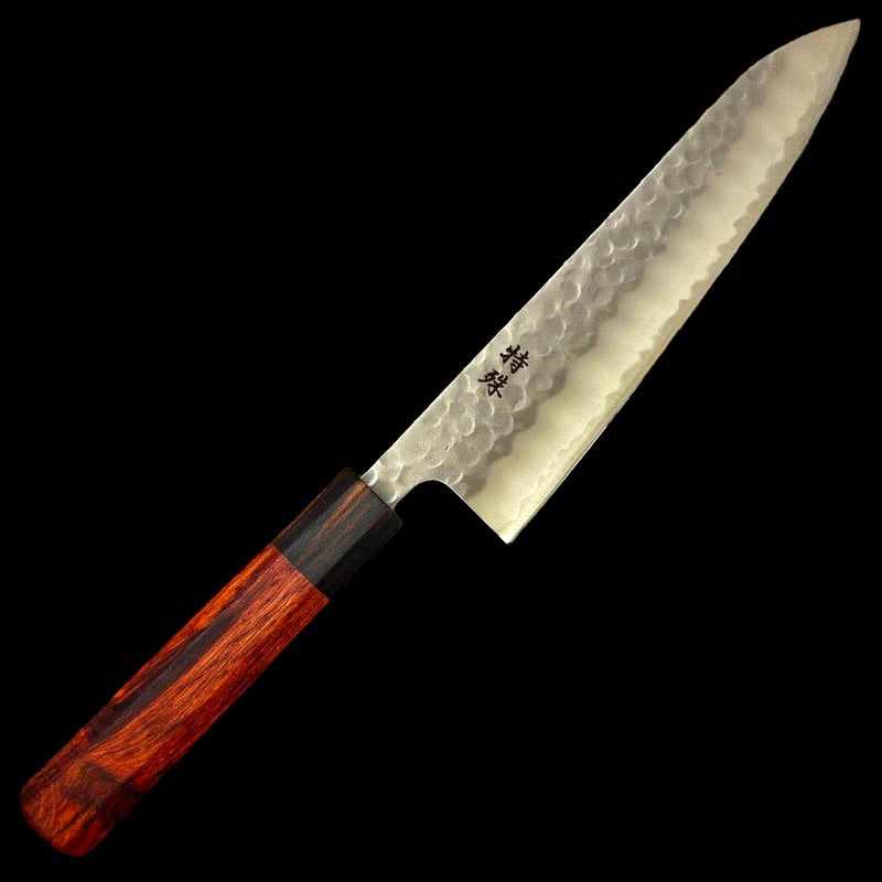 Premium Japanese Gyuto Knife 210mm - White #2 Stainless Clad Tsuchime Blade with Rosewood Wa Handle - Perfect for Sushi, Meat Cutting & Professional Chefs