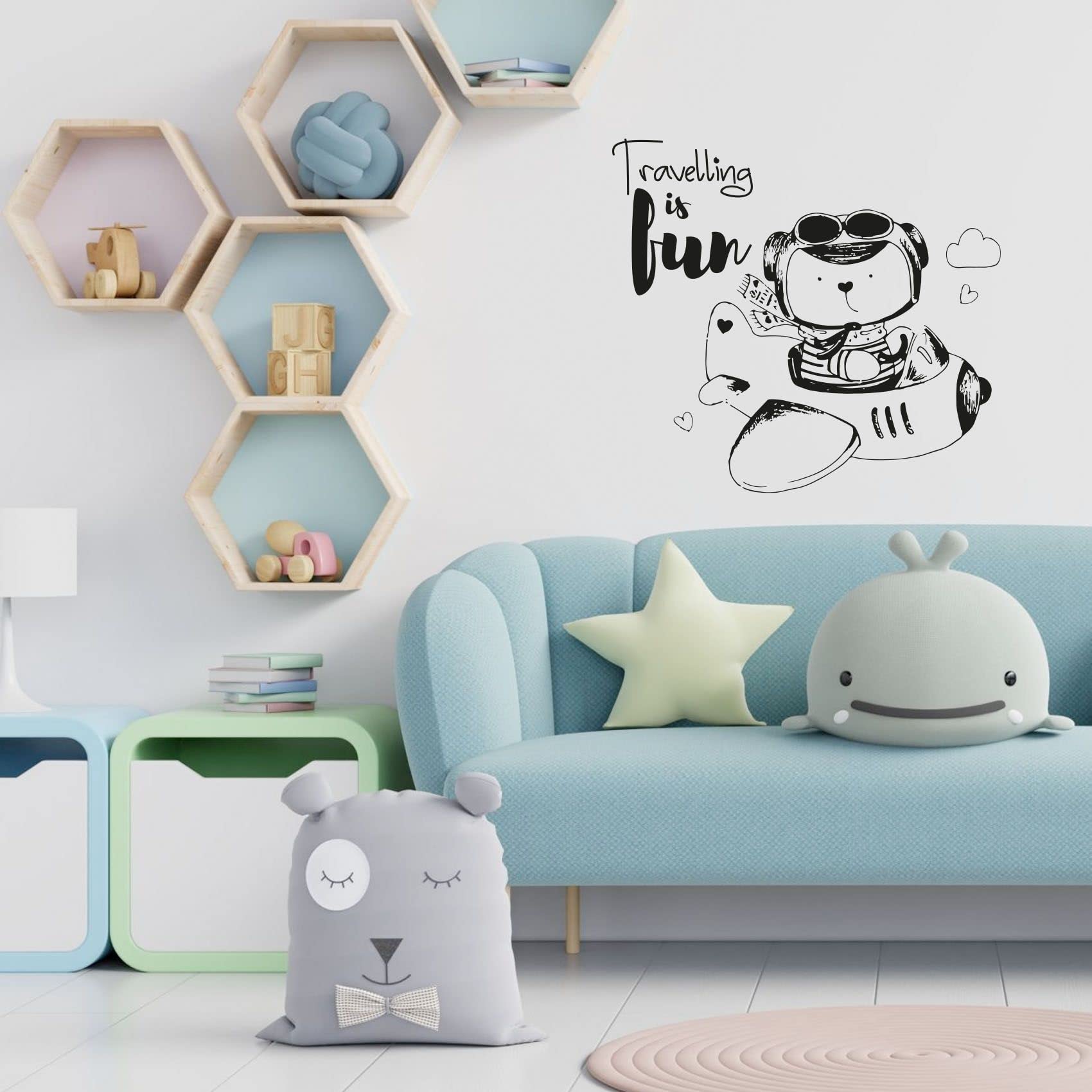 Airplane & Helicopter Wall Decal Sticker - 28x30 Inch Vinyl Art for Kids Room, Nursery, Bedroom Decor - Fun Travel Life Quote Home Decoration - Perfect for Boys, Girls & Teen Room Design