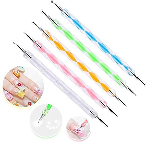 5-Piece Nail Art Dotting Pen Set for Marbleizing & Stamping - Professional Nail Decoration Tools for DIY Manicures & Salon Use - Perfect for Gel, Acrylic, and Regular Polish Designs