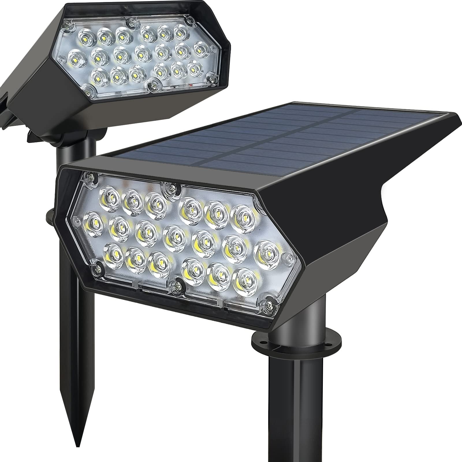 2PCS Solar Spot Lights Outdoor Waterproof IP65 - Bright LED Landscape Lighting for Garden, Yard, Pathway & Patio | Energy Efficient & Weather Resistant Solar Spotlights