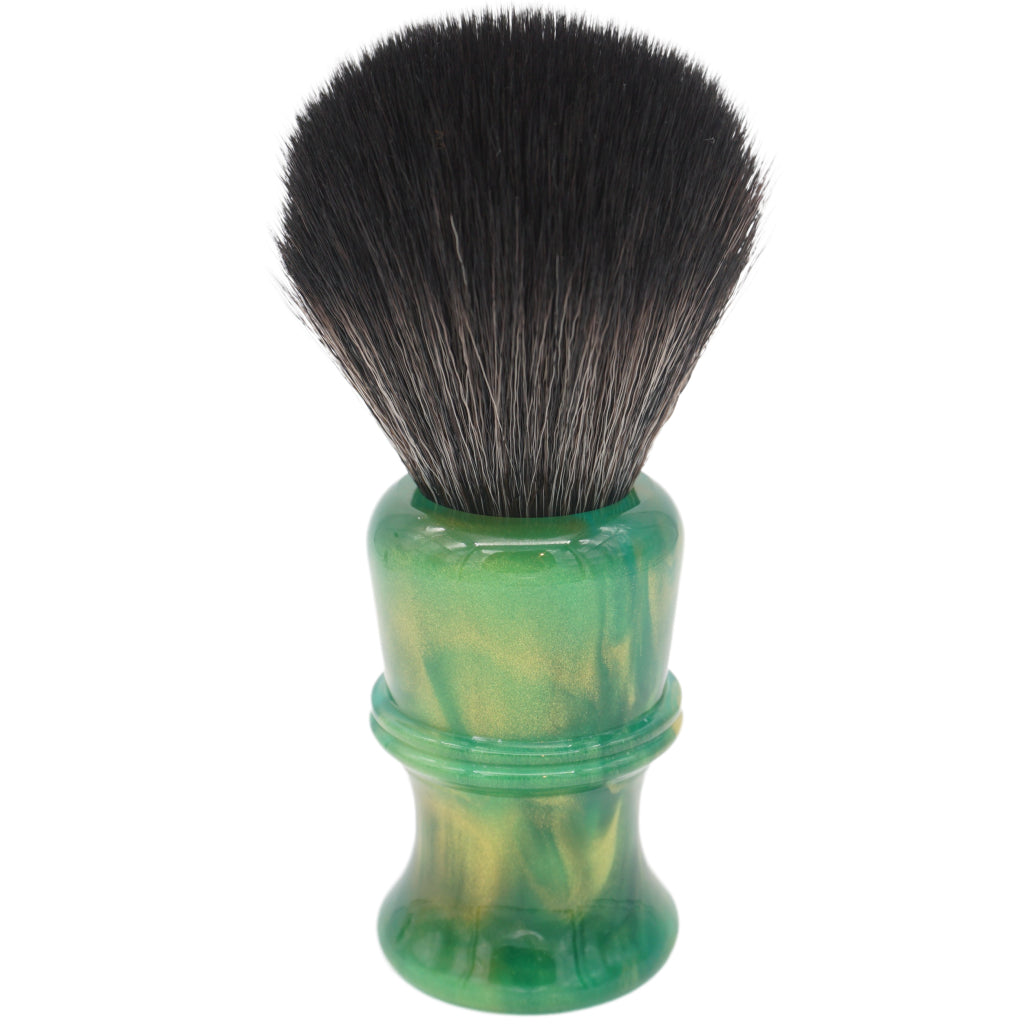 AP Shave Co. 24mm G5B Synthetic Shaving Brush - Golden Emerald Green | Premium Wet Shaving Tool for Men | Perfect for Daily Grooming & Luxury Shaving Routine