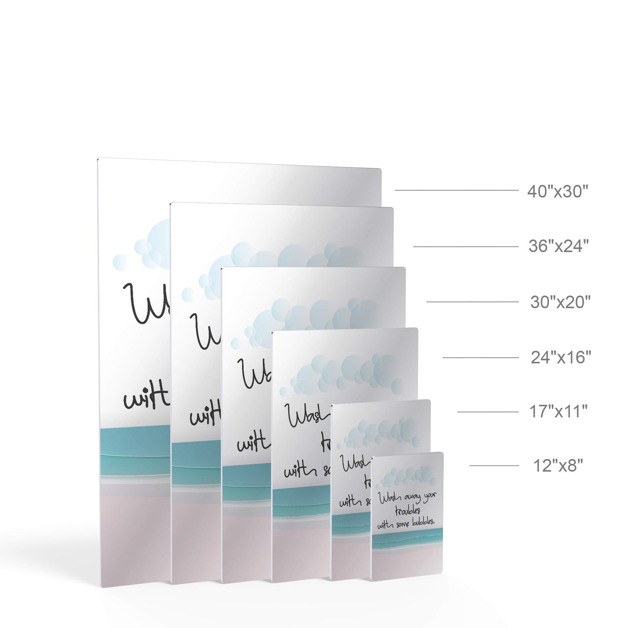 Smile Art Design 'Wash Away Your Troubles with Some Bubbles' - Funny Bathroom Quote Metal Print Wall Art - Ready to Hang Home Decor (40x30 Inches) - Made in USA - Perfect for Bathroom, Spa, or Relaxation Area Decor