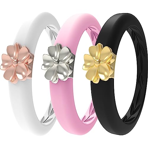A:3 Rings - White & Metal-Light Rose Gold, Pink & Metal-Silver, Black & Metal-Gold