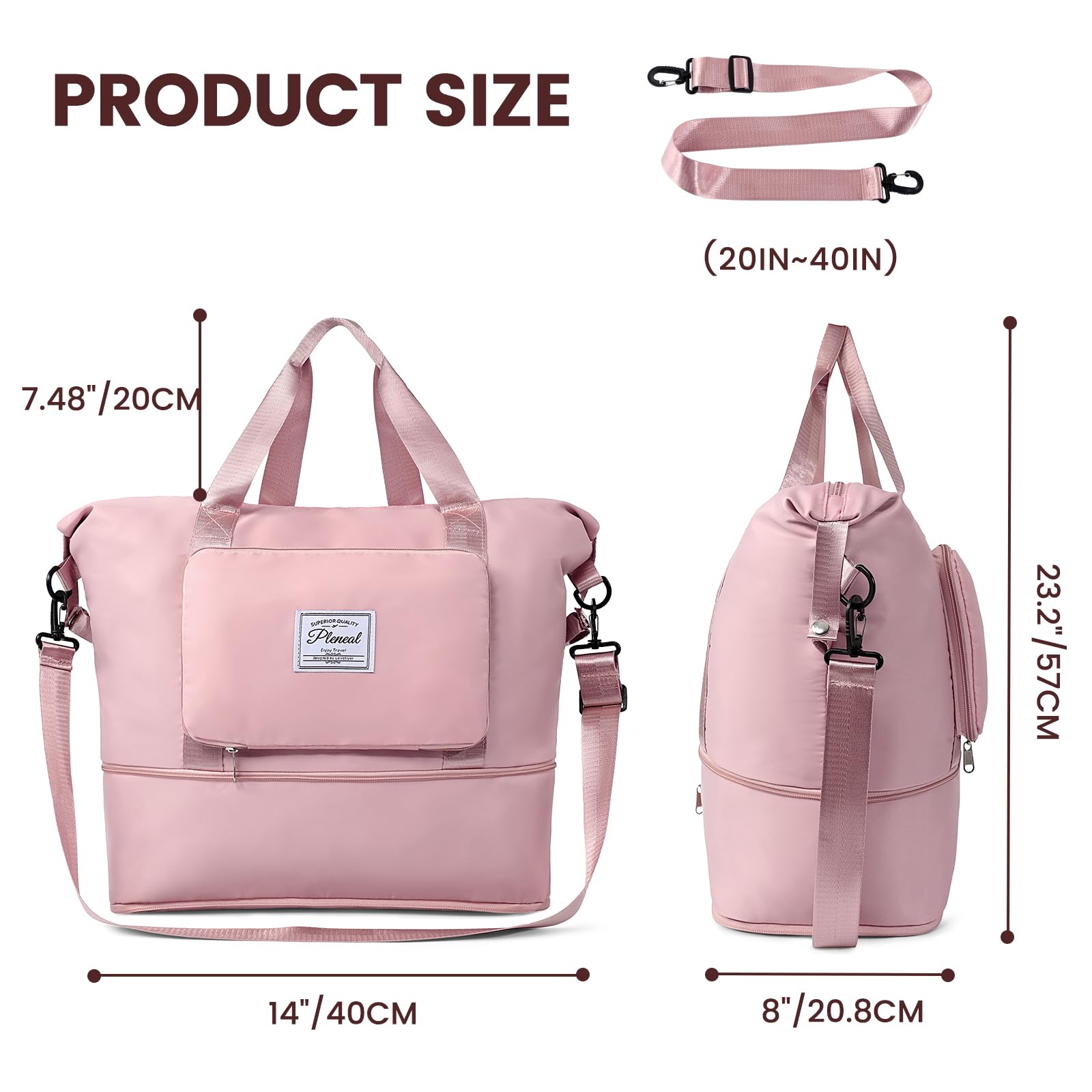 Waterproof Travel Duffle Bag for Women - Lightweight Overnight Shoulder Bag, Weekender Carry On Tote & Gym Bag - Perfect for Weekend Getaways, Business Trips & Workout Sessions