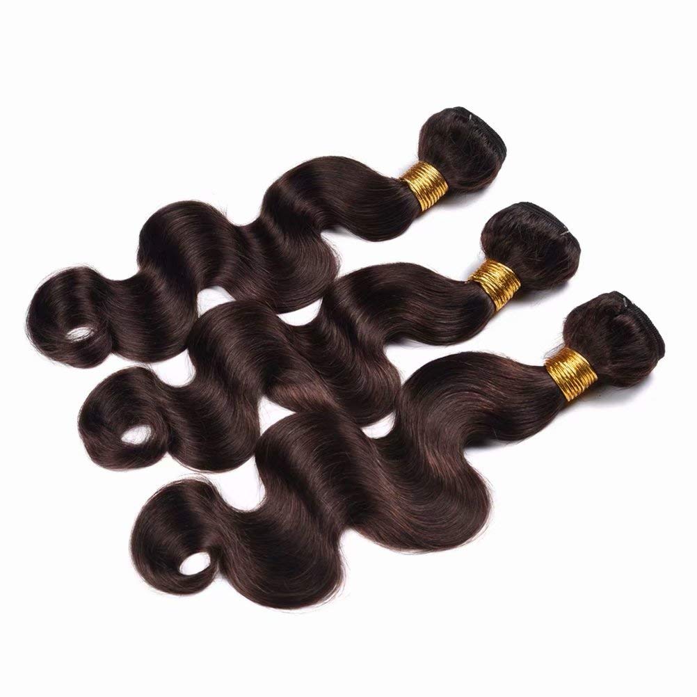 FEEL ME Brazilian Virgin Human Hair Bundles (14 16 18 Inch) - 100% Unprocessed Dark Brown Mink Hair Weft Extensions for Natural Weaving | Perfect for Salon Styling, Everyday Wear & Special Occasions