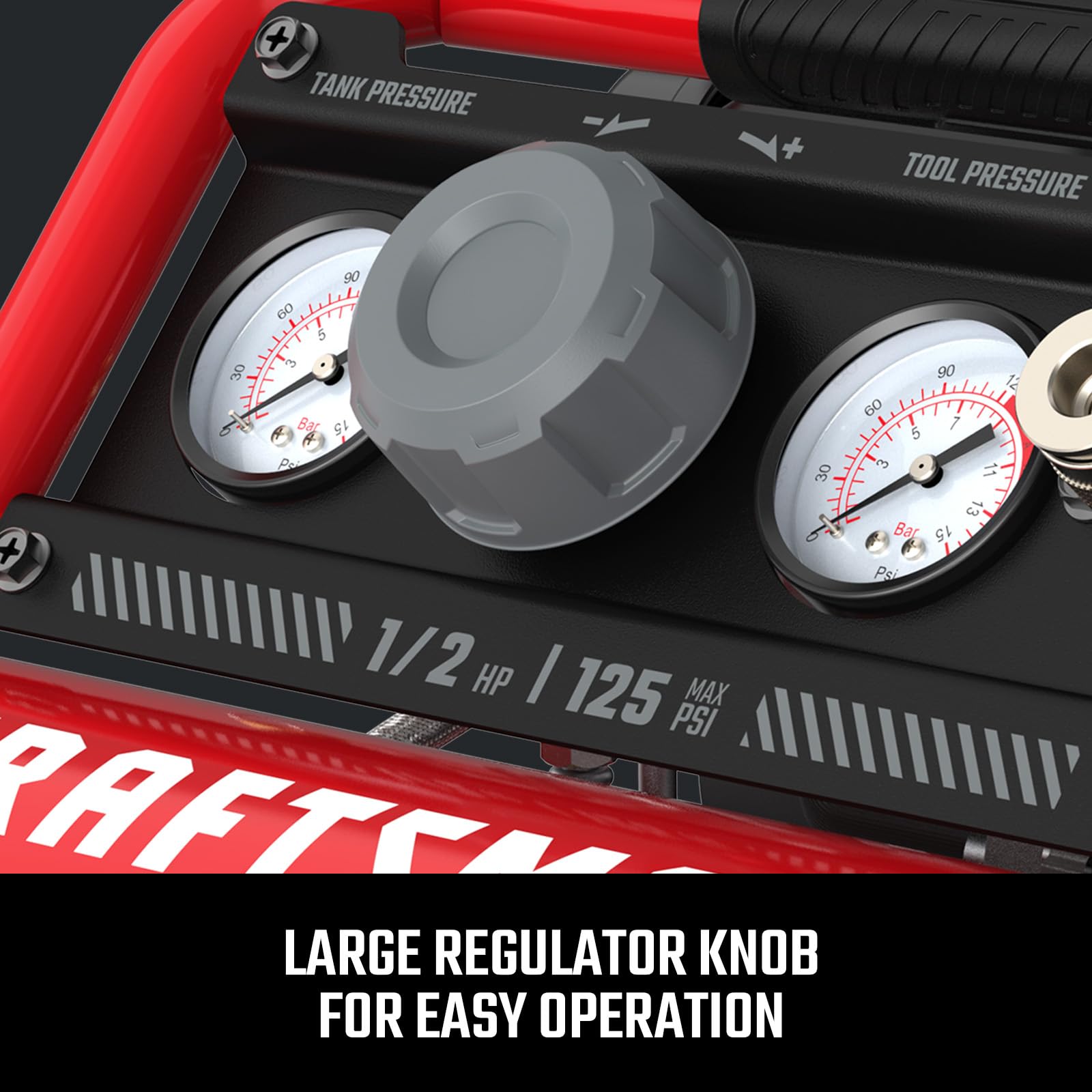 CRAFTSMAN 1 Gallon Ultra Quiet Oil-Free Air Compressor - 1/2 HP, 125 PSI, Horizontal Portable Air Pump for Car Tires, Nail Guns & Pneumatic Tools - Perfect for Home Garage, DIY Projects & Professional Use