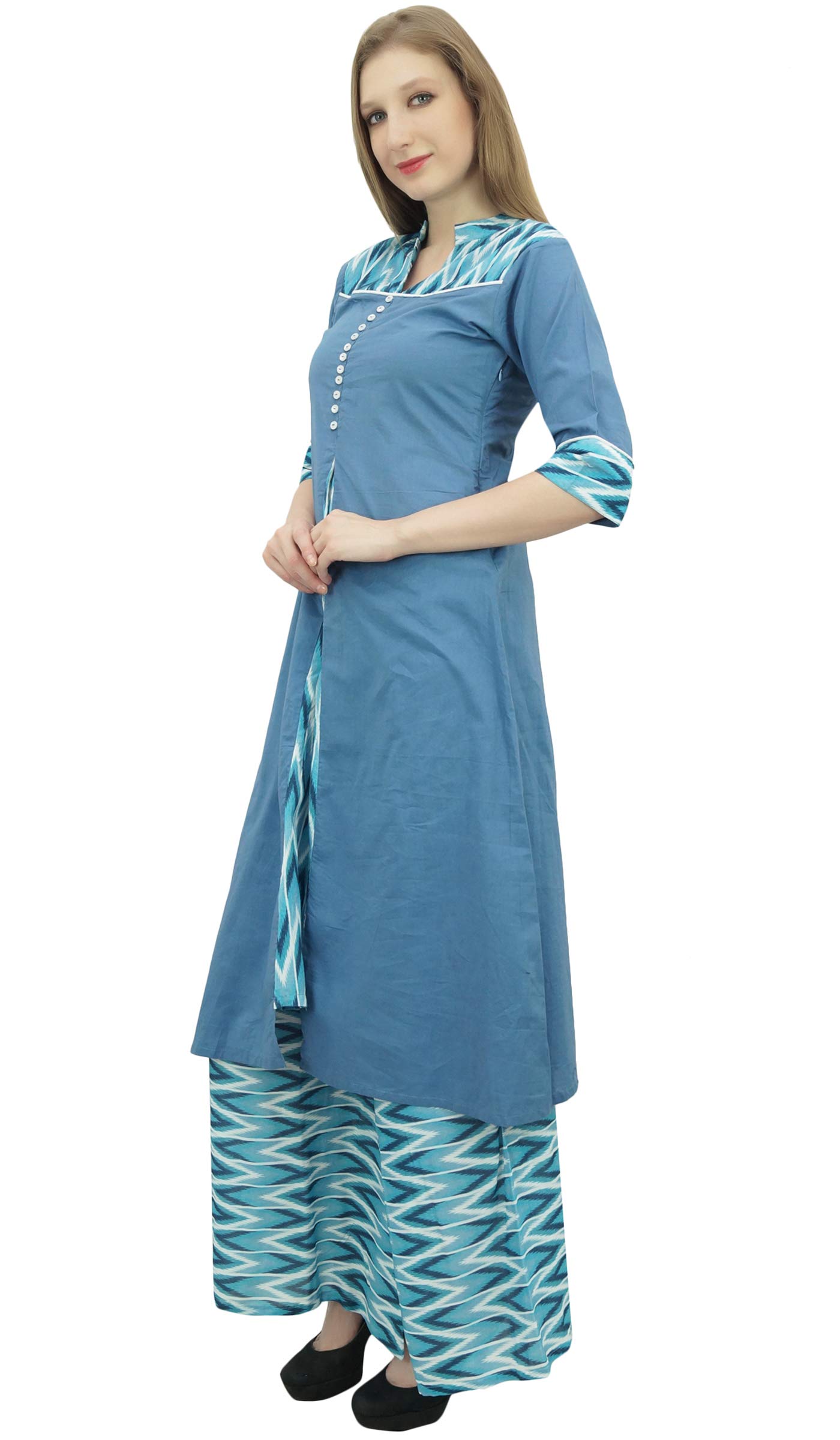Stylish Women's Indian A-Line Kurti Kurta Dress with Palazzo Pants - Traditional Ethnic Outfit for Festivals, Parties & Casual Wear