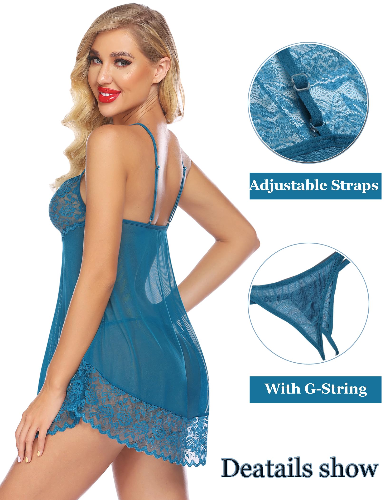 Avidlove Sexy Lace Babydoll Lingerie Set - Sheer Mesh Chemise Nightie for Women, Perfect for Wedding Night, Bridal Party, Valentine's Day & Romantic Occasions