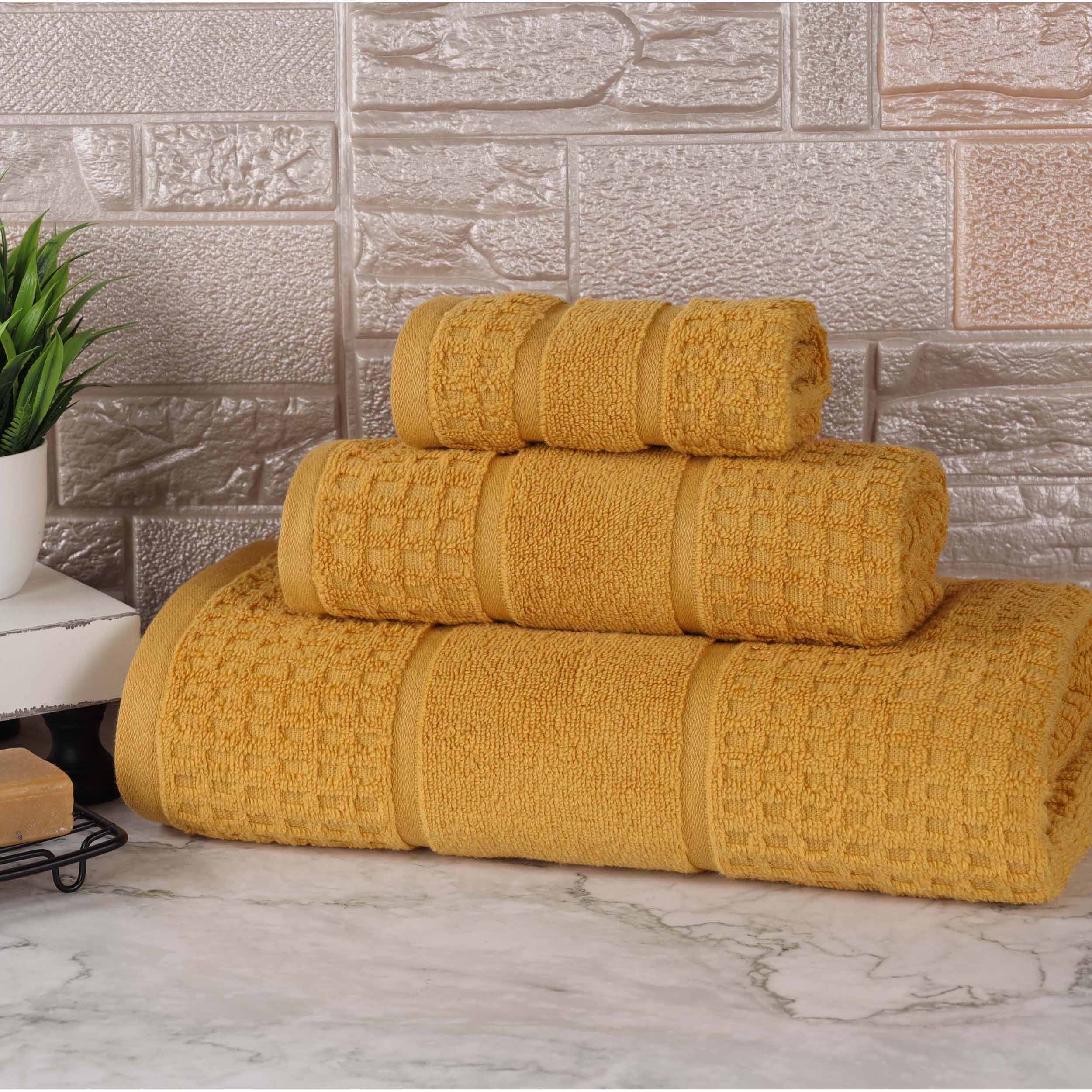 Premium Zero Twist Cotton Waffle Honeycomb Bath Towel Set - Ultra Soft & Highly Absorbent 3-Piece Towel Set for Spa, Bathroom & Luxury Home Use