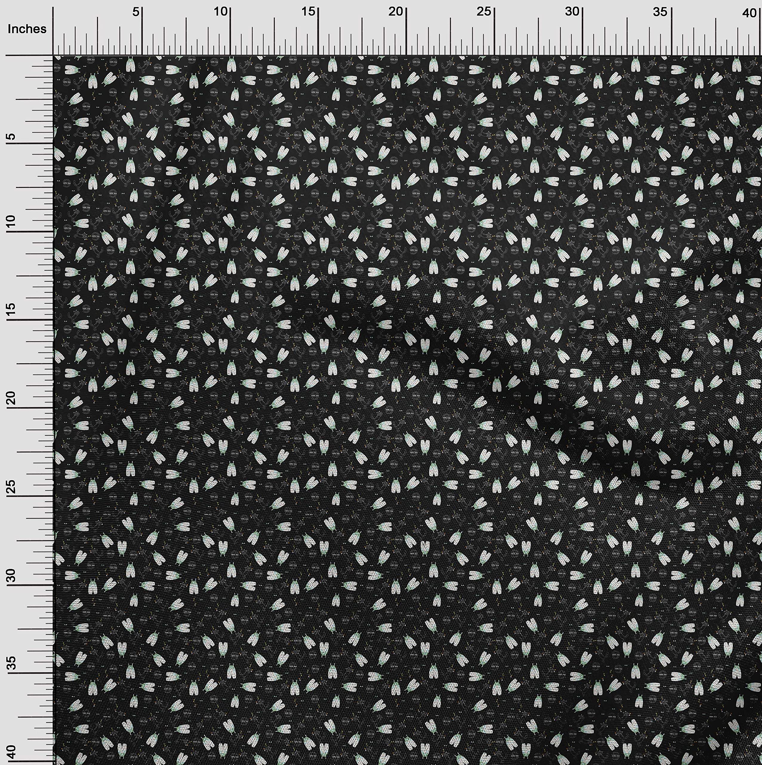 oneOone Cotton Flex Black Fabric for Kids - 40 Inch Wide Printed DIY Sewing Supplies by The Yard | Perfect for Clothing, Crafts & Home Decor Projects
