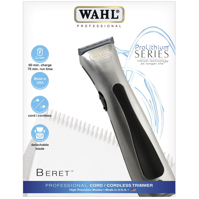 Wahl Professional Lithium Cordless Beret Trimmer for Men - Precision Hair Clipper for Beard, Mustache & Body Grooming at Home or Salon