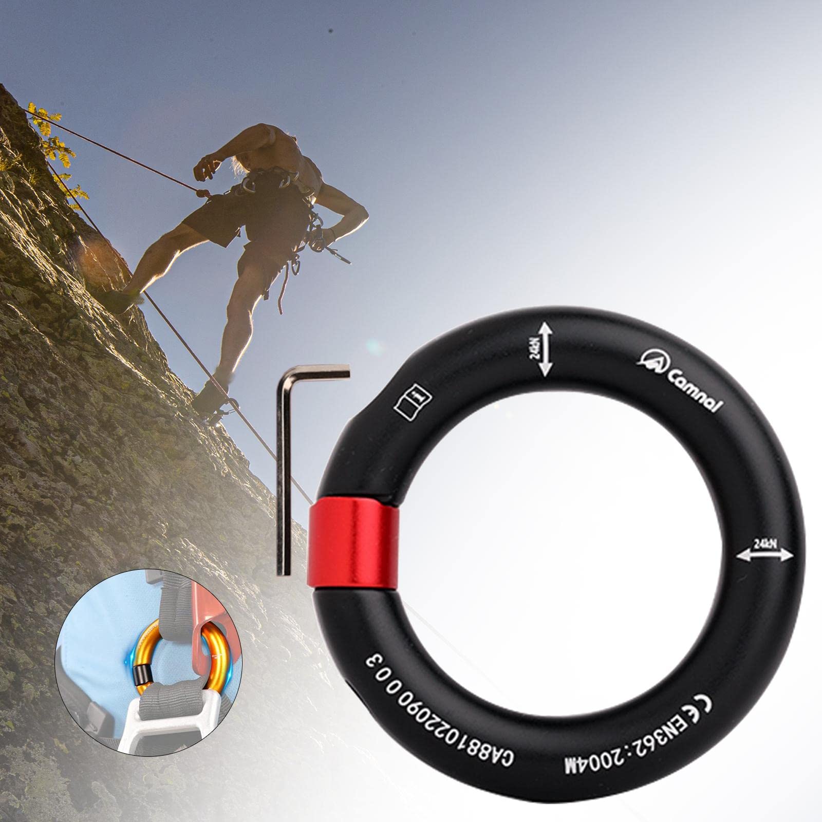 Heavy Duty Aluminum Rappel Ring - Professional Climbing & Rescue Gear for Outdoor Adventures, Hiking, and Emergency Situations