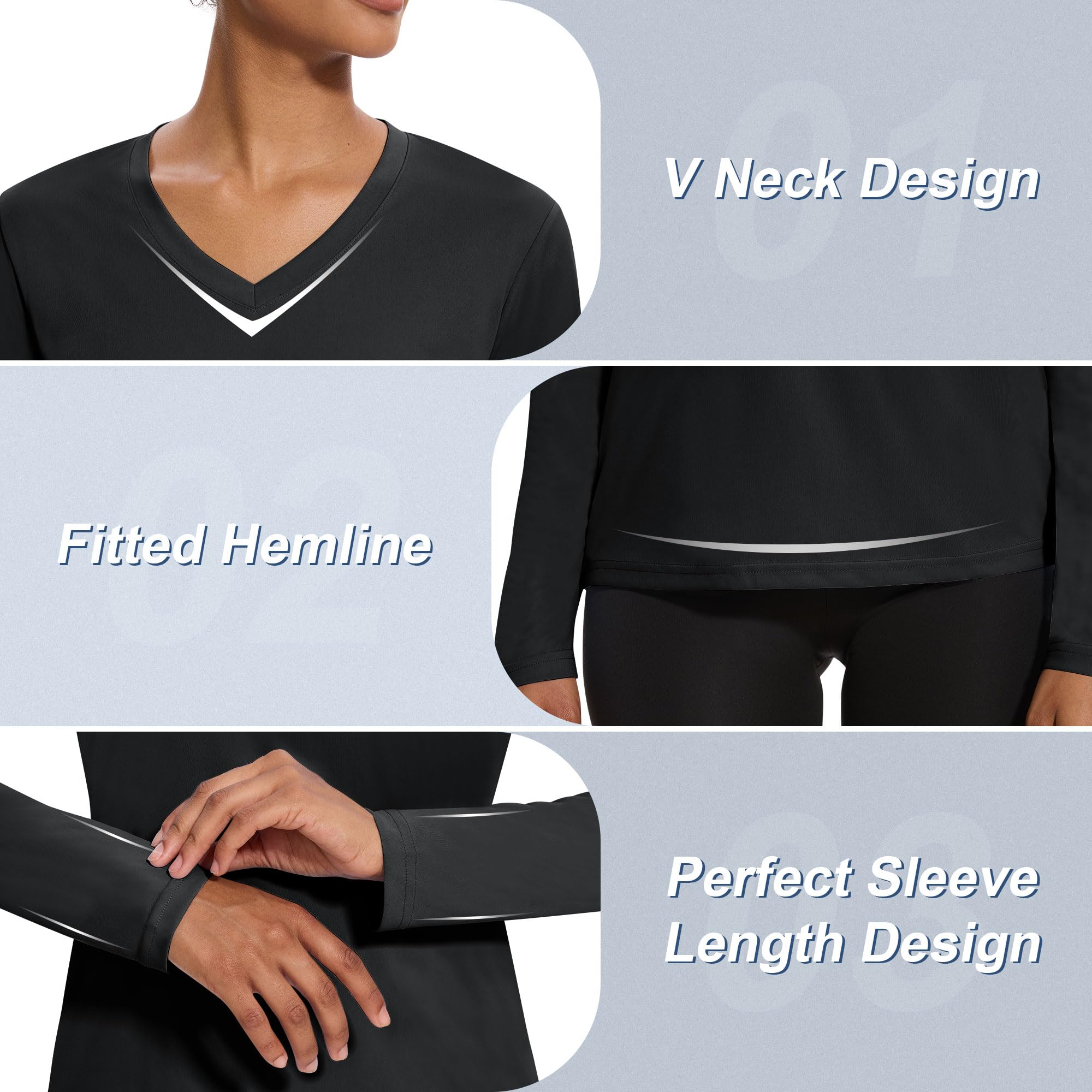 4-7 Pack Women's Moisture-Wicking Long Sleeve V-Neck Shirts - Breathable Workout Tops for Hiking, Yoga & Outdoor Activities