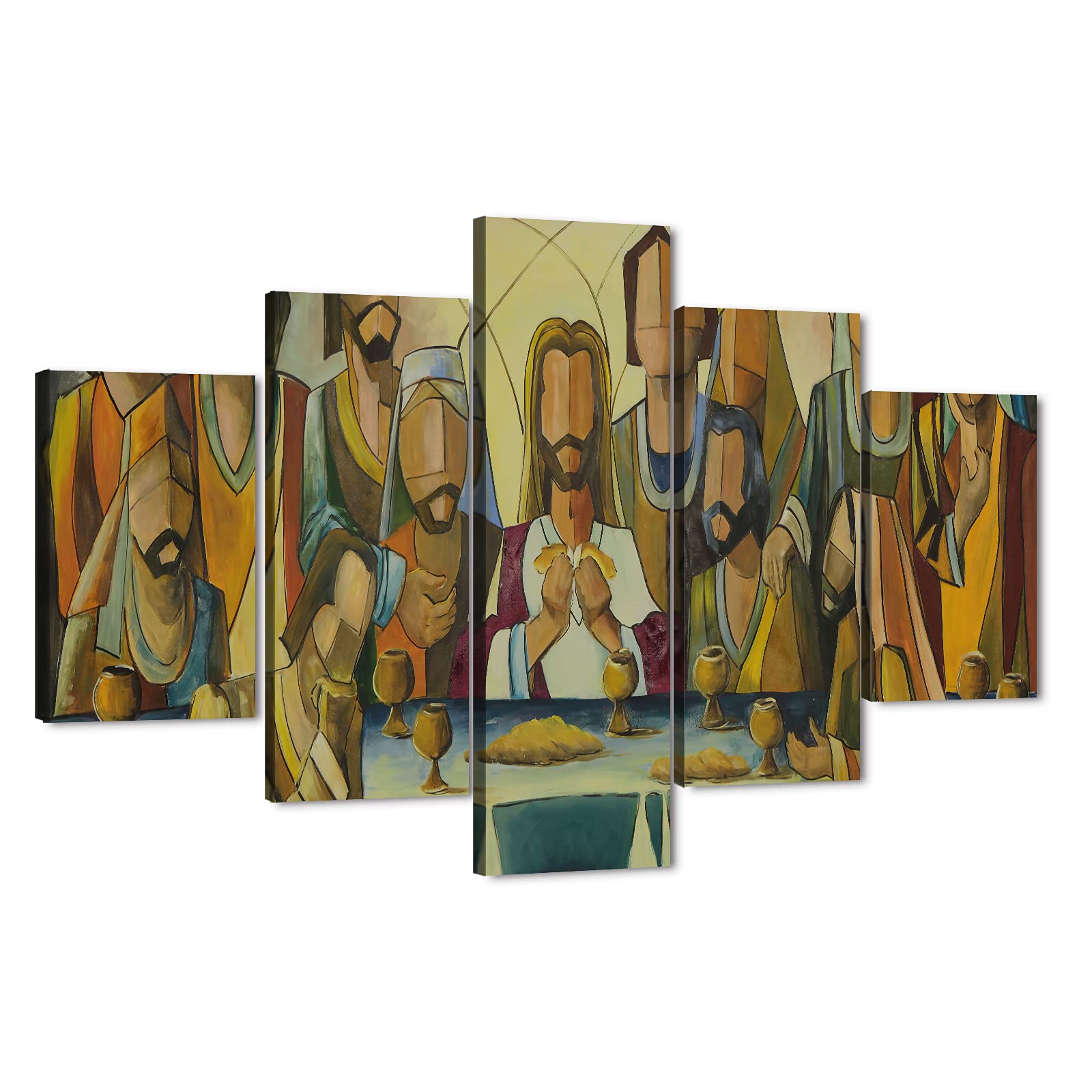 TIMUBA 5-Piece Last Supper Canvas Wall Art Set - Jesus Christ Religious Painting for Dining Room & Living Room Decor (60x40 Inches) - Perfect for Christian Home Decor, Church Wall Art & Gift Ideas