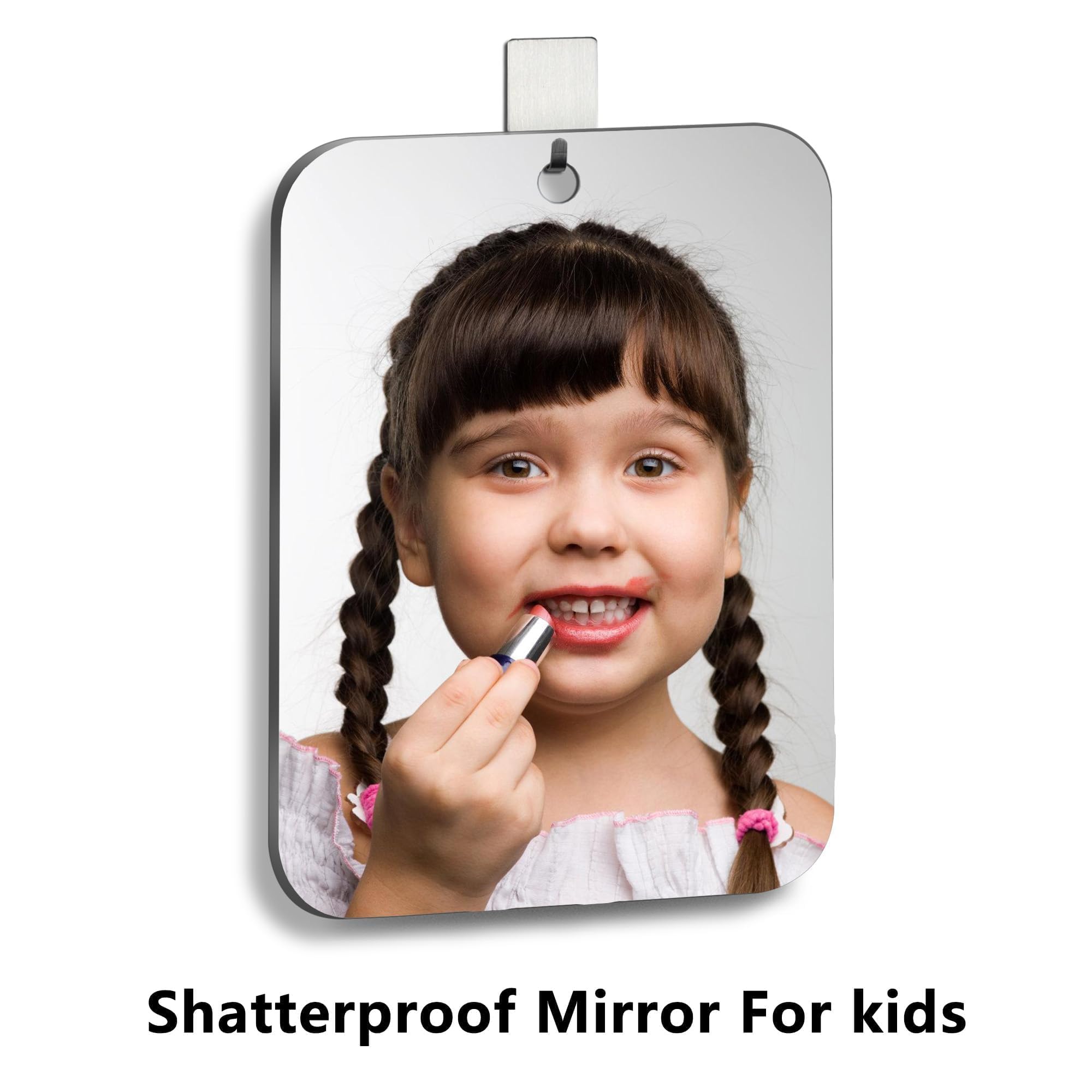 Unbreakable Shower Mirror for Shaving - 7.55x6 Inch Portable Shaving Mirror with Adhesive Mount | Fog-Resistant Bathroom Mirror for Men | Perfect for Travel, Camping & Home Use