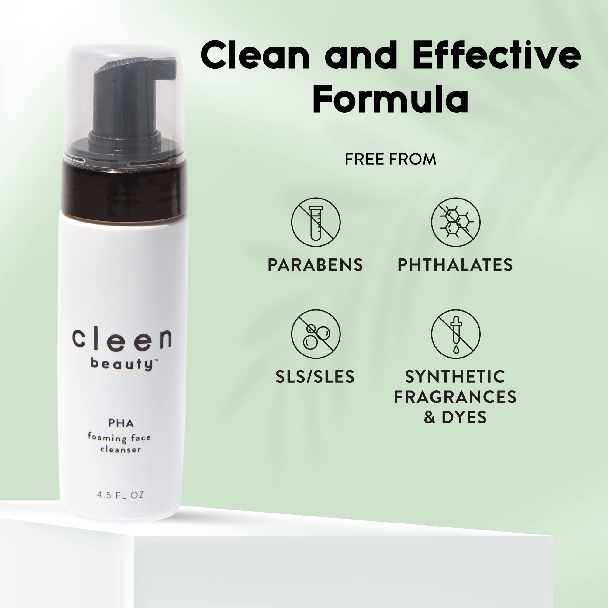 CLEEN BEAUTY PHA Foaming Face Cleanser - Gentle Exfoliating Facial Wash for Women | Paraben-Free & pH Balanced | 4.5 Fl Oz | Perfect for Daily Skincare Routine & Sensitive Skin