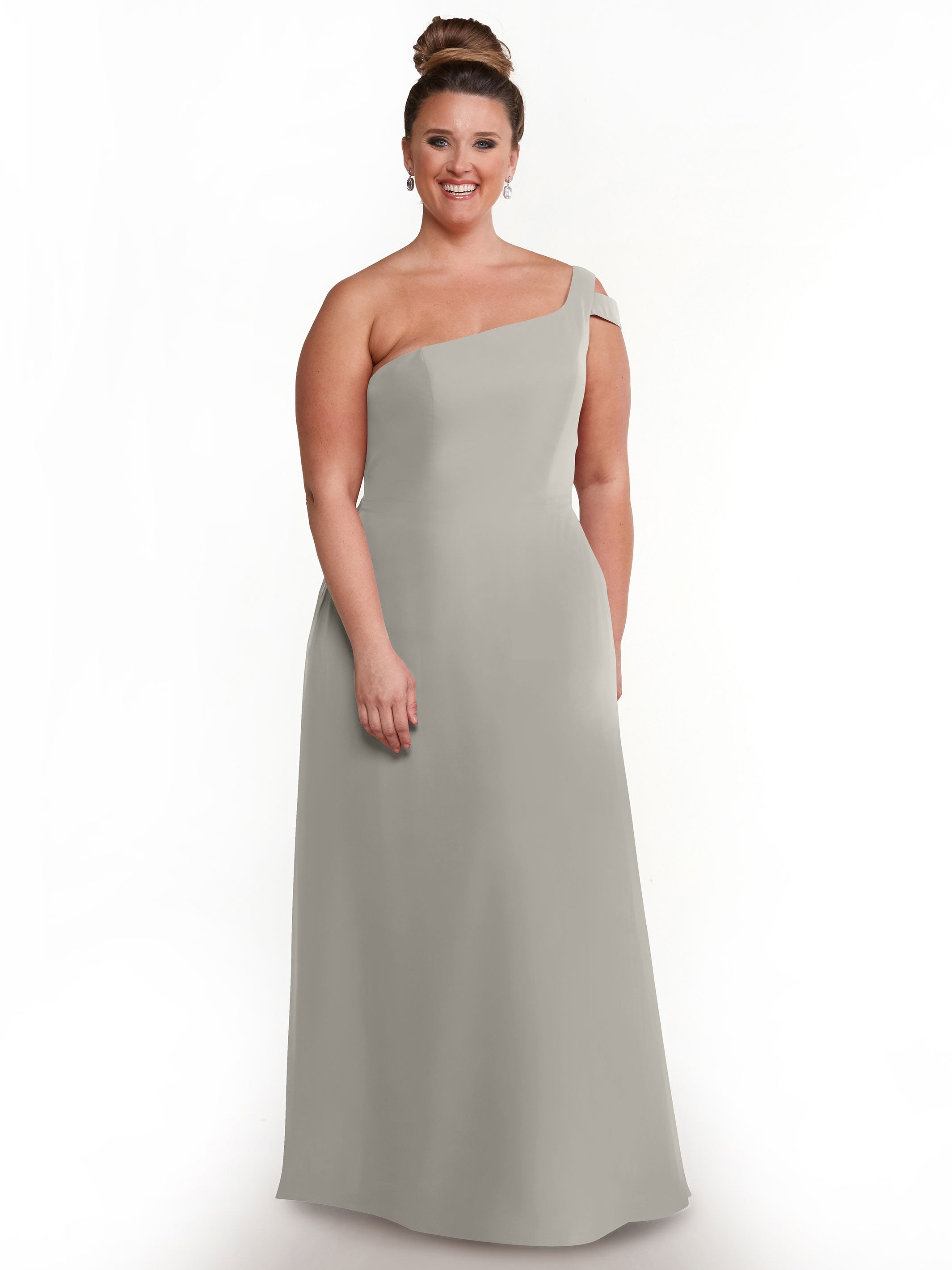 Elegant 80139 Chiffon A-Line One Shoulder Bridesmaid Dress with High Slit - Perfect for Weddings, Proms & Formal Events