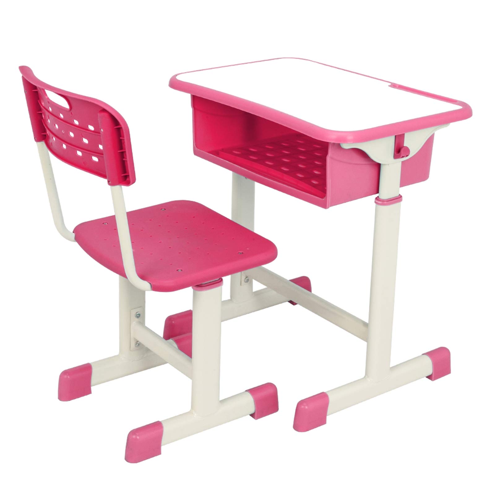 Adjustable Kids Desk and Chair Set - Ergonomic Study Desk for Children with Storage Drawer, Pink School Writing Art Table for Boys & Girls - Perfect for Homework, Drawing, and Online Learning