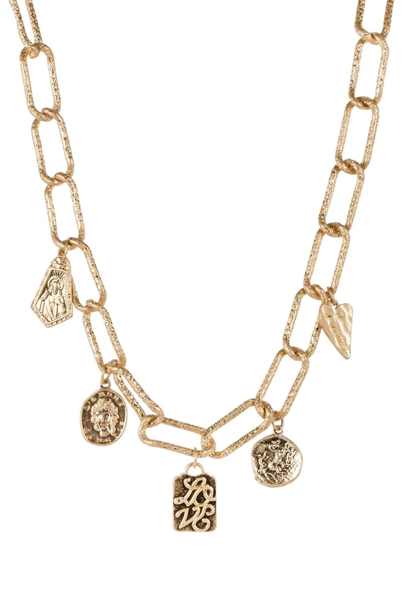 Hammered Charm Chain Necklace for Women - Dainty Gold Layered Necklace Jewelry Gift for Her - Perfect for Everyday Wear, Date Night & Special Occasions