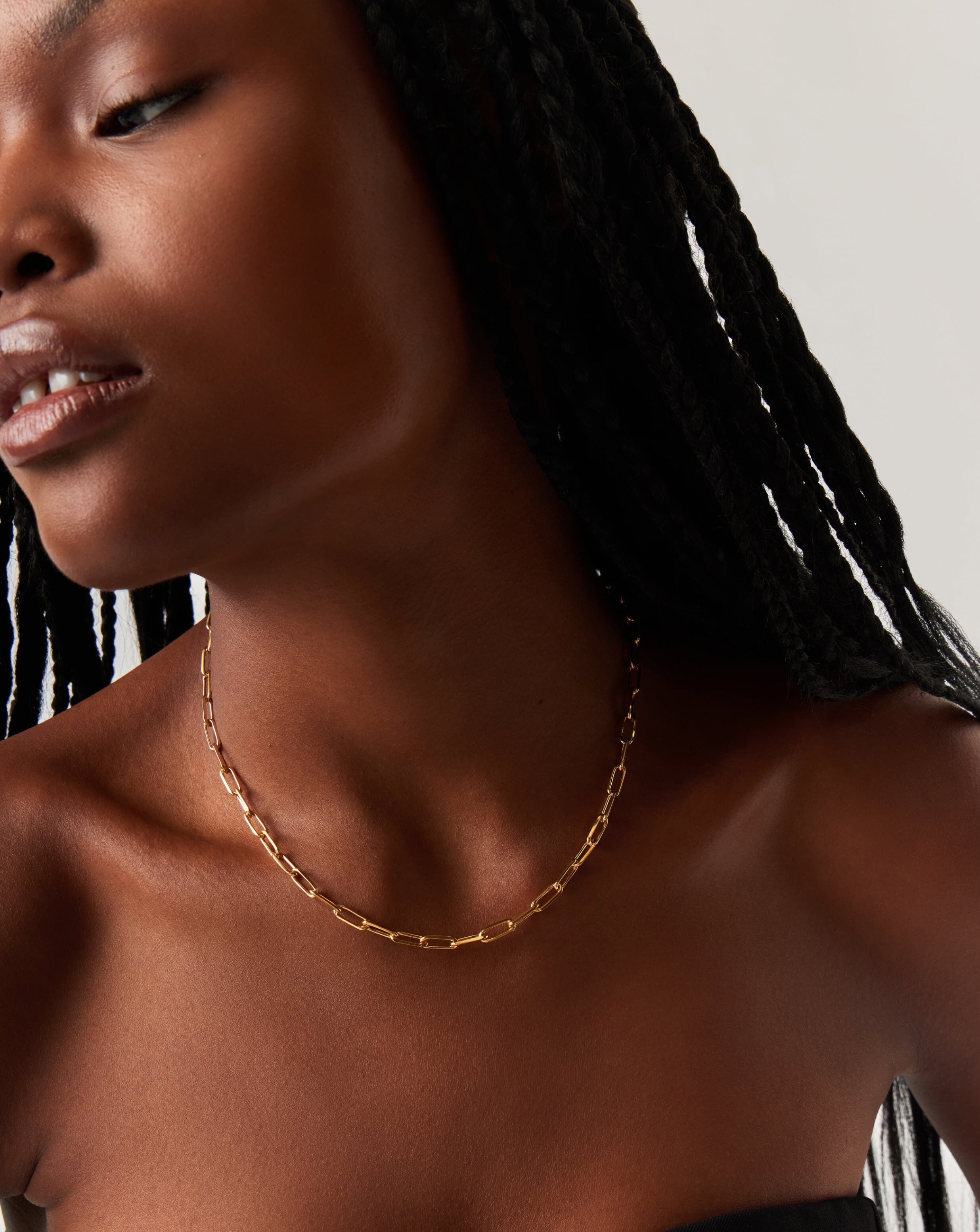 Classic Mini Short Paperclip Chain Necklace - 18k Gold Plated Dainty Layering Necklace for Women | Everyday Jewelry, Gift for Her, Birthday & Anniversary Present