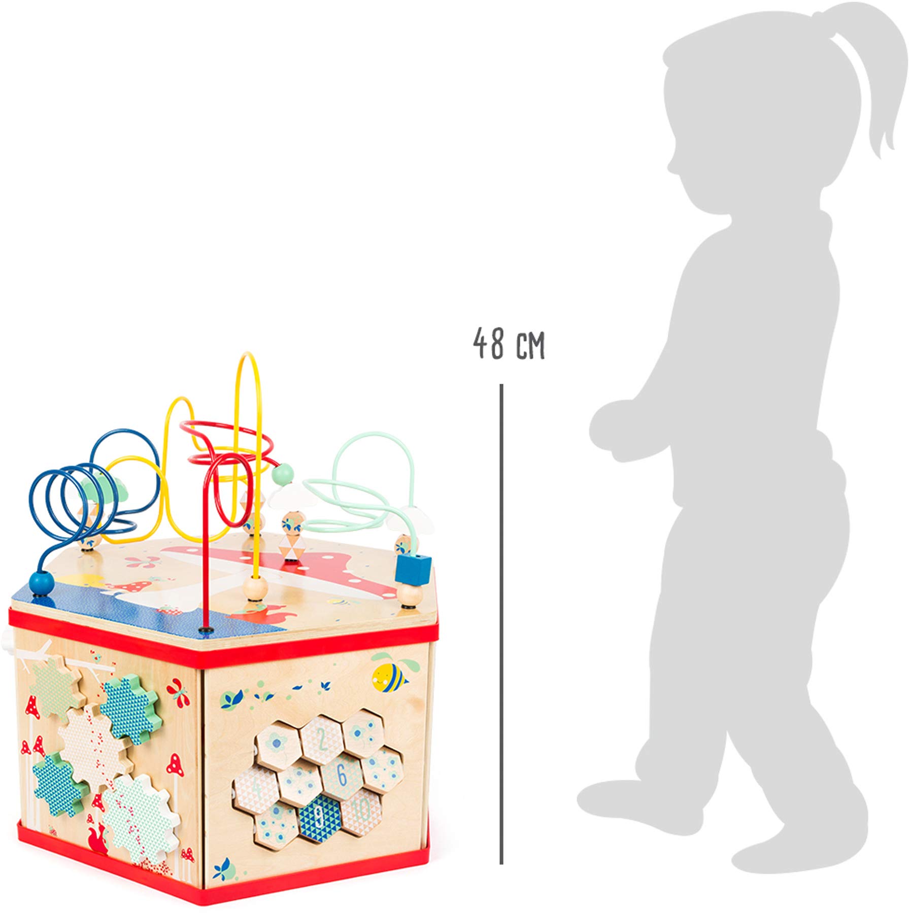**Small Foot Wooden Activity Cube XL – 7-Sided Educational Toy with Bead Maze, Puzzle, Shape Sorter, Clock & Wheels – Develops Fine Motor Skills & Dexterity for Toddlers 12+ Months – Perfect for Playtime, Learning & Daycare Activities**