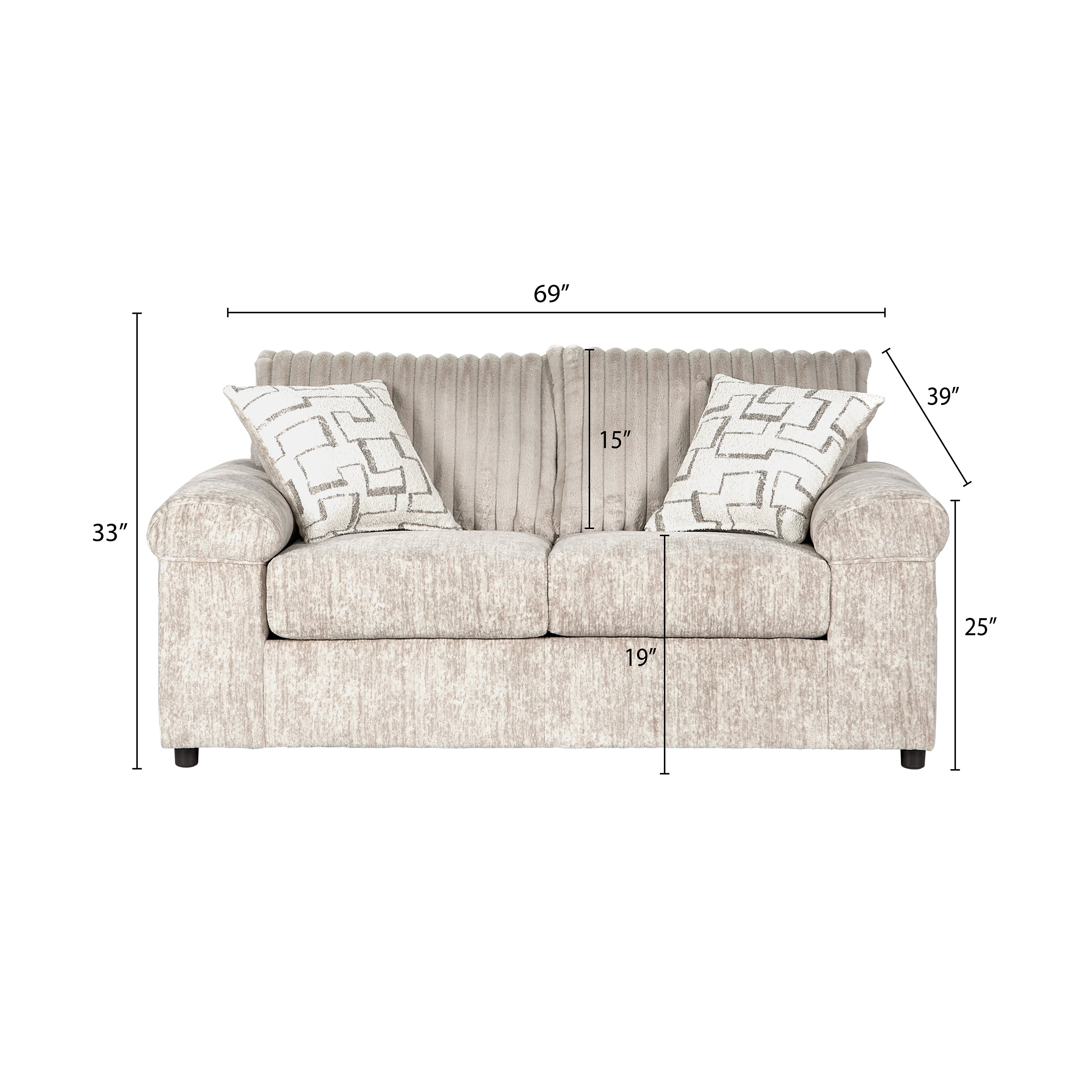 Roundhill Furniture Nason Wide Wale Corduroy Loveseat - Soft & Durable Upholstered Sofa for Living Room, Small Space & Apartment Decor