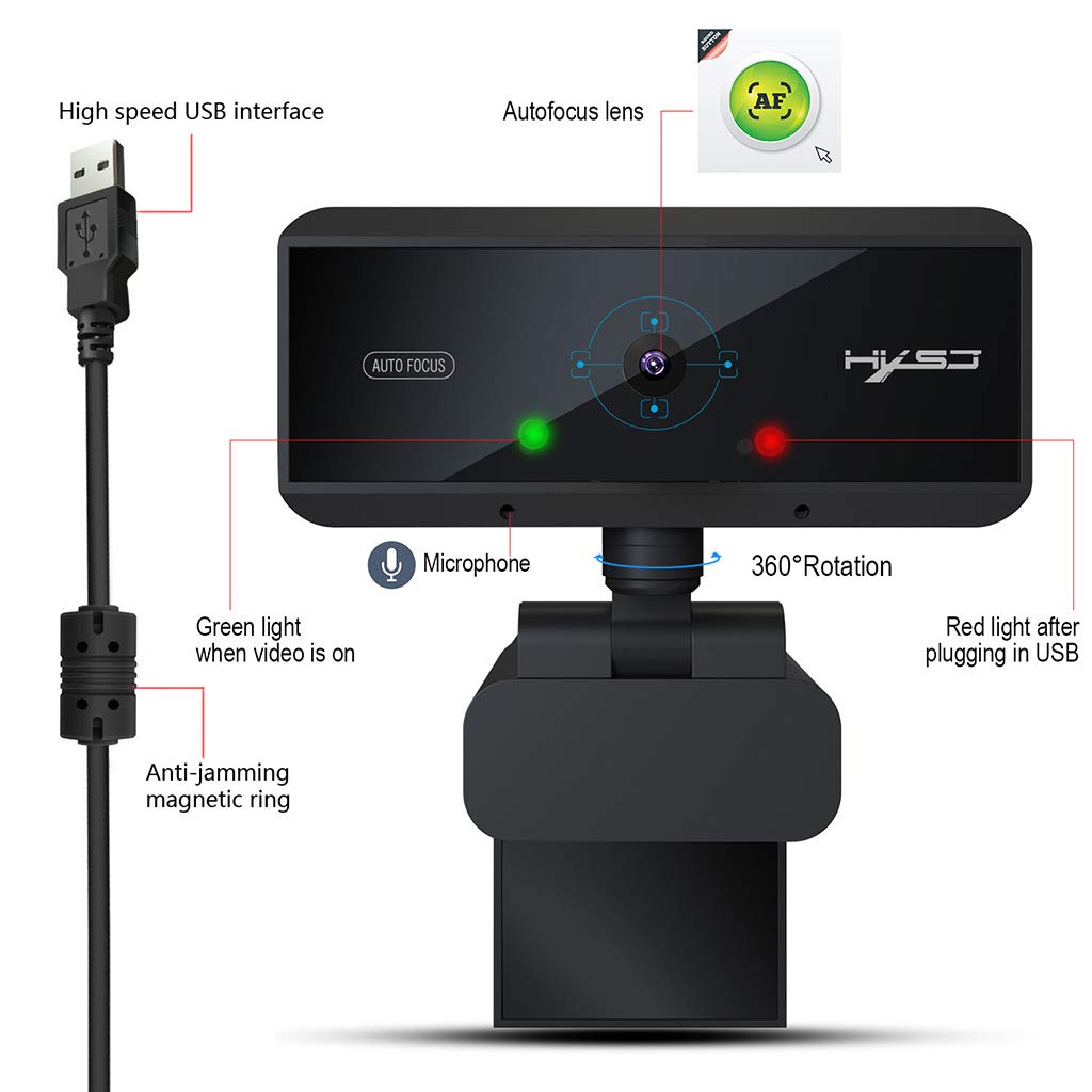 HOOLRZI 1080P HD Webcam with Built-in Microphone, USB Plug & Play Computer Camera for PC/Mac/Laptop - Perfect for Live Streaming, Video Conferencing, Online Classes & Zoom Meetings