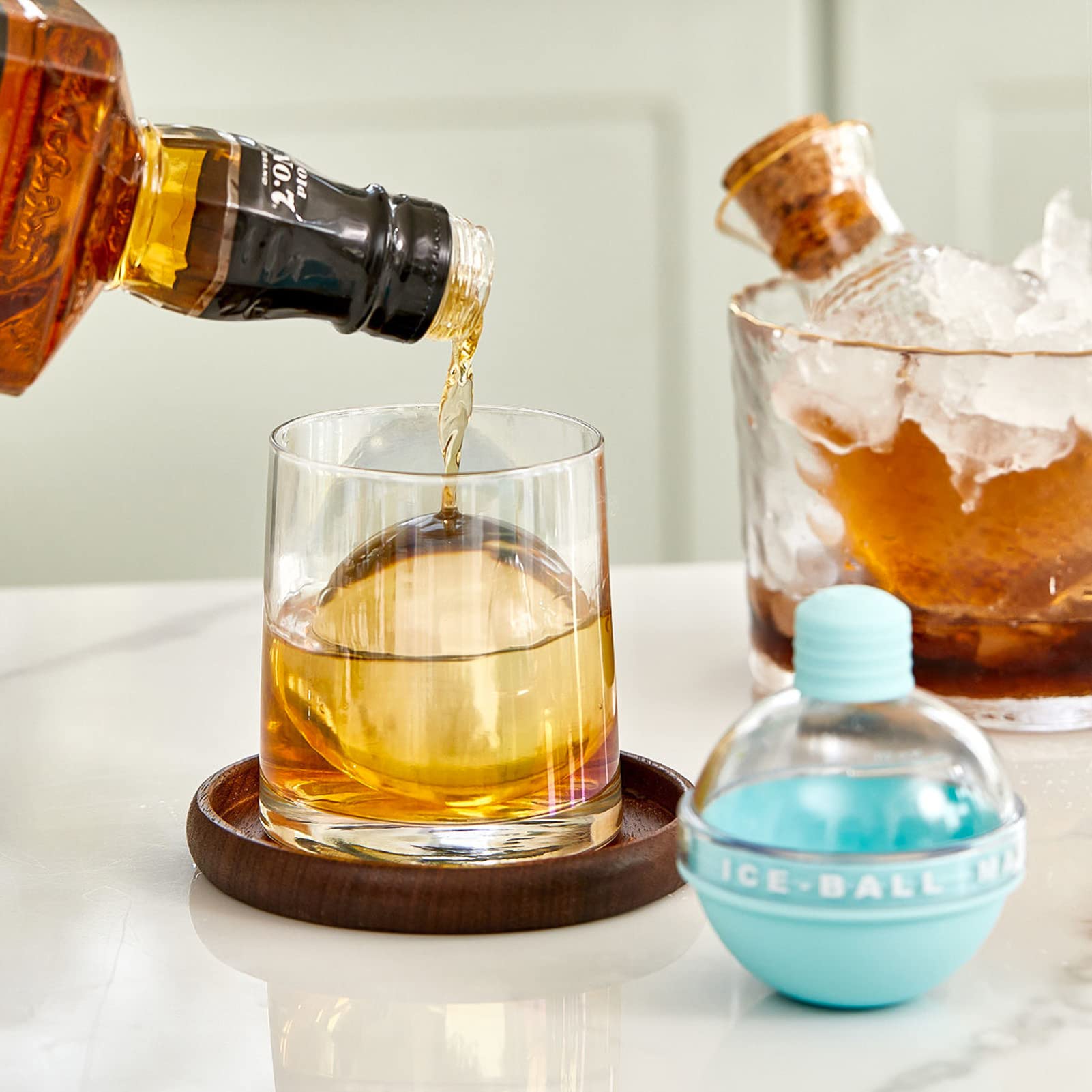 Matybobe 2.4 Inch Large Silicone Ice Ball Maker Mold - Bulb-Shaped Whiskey Ice Cube Tray with Funnel for Cocktails, Bourbon & Scotch - Perfect for Home Bars, Parties & Gift Giving